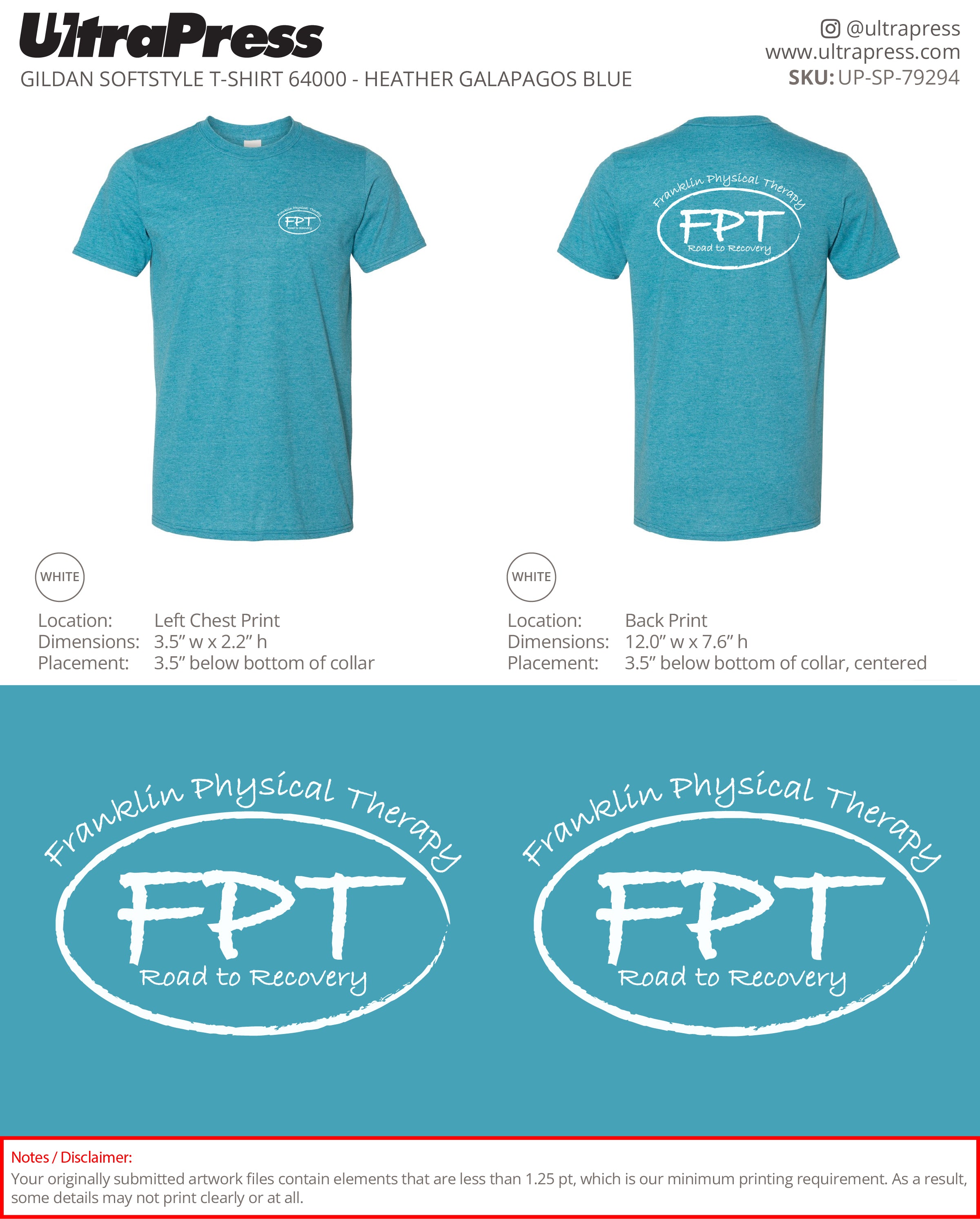 UP-SP-79294 Franklin Physical Therapy White Logo - Matthew J. Tibert 100 Min Qty (Bulk)
