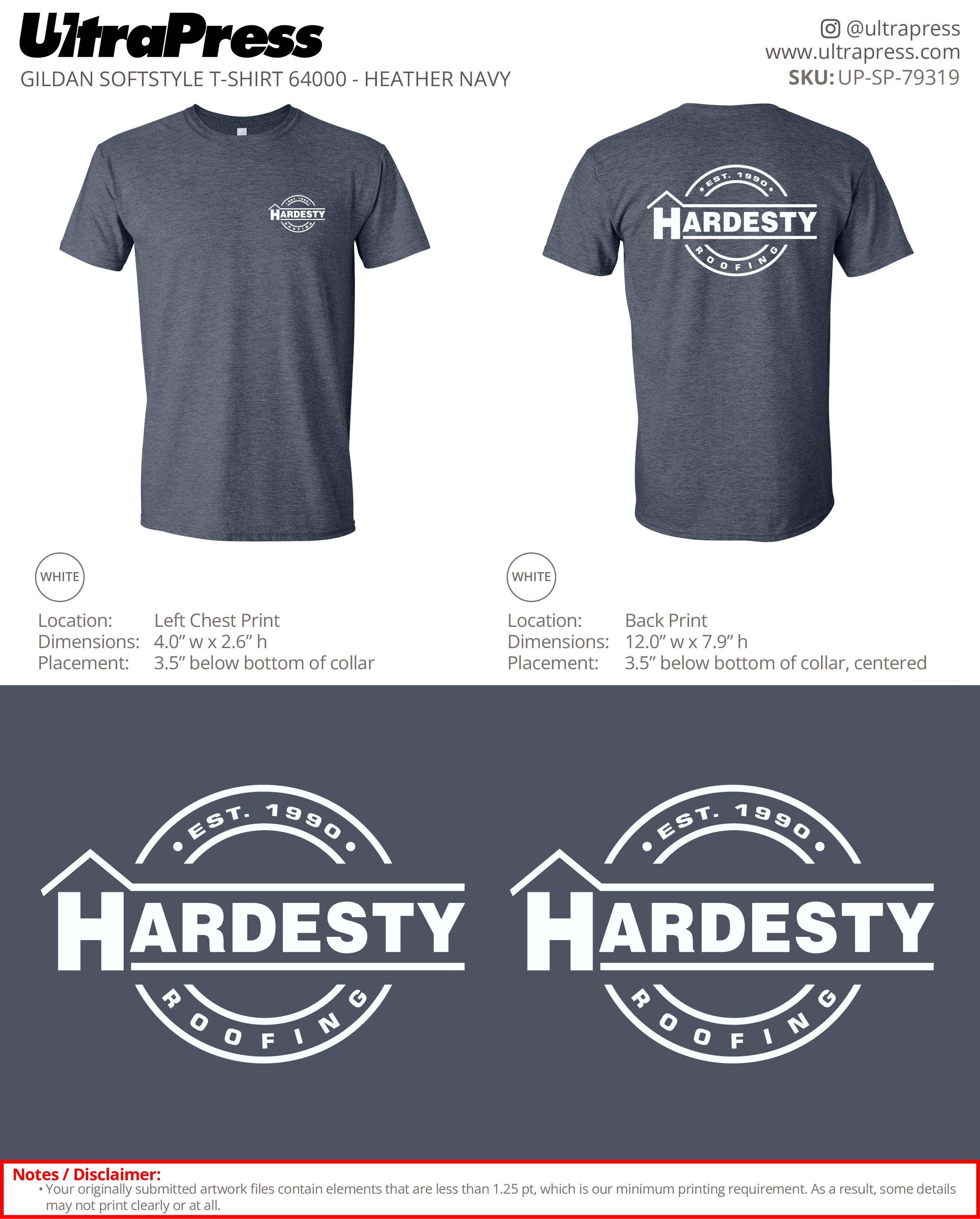 UP-SP-79318 Hardesty Roofing Tees - Brittany Foster 100 Pieces Package Deal (Bulk)
