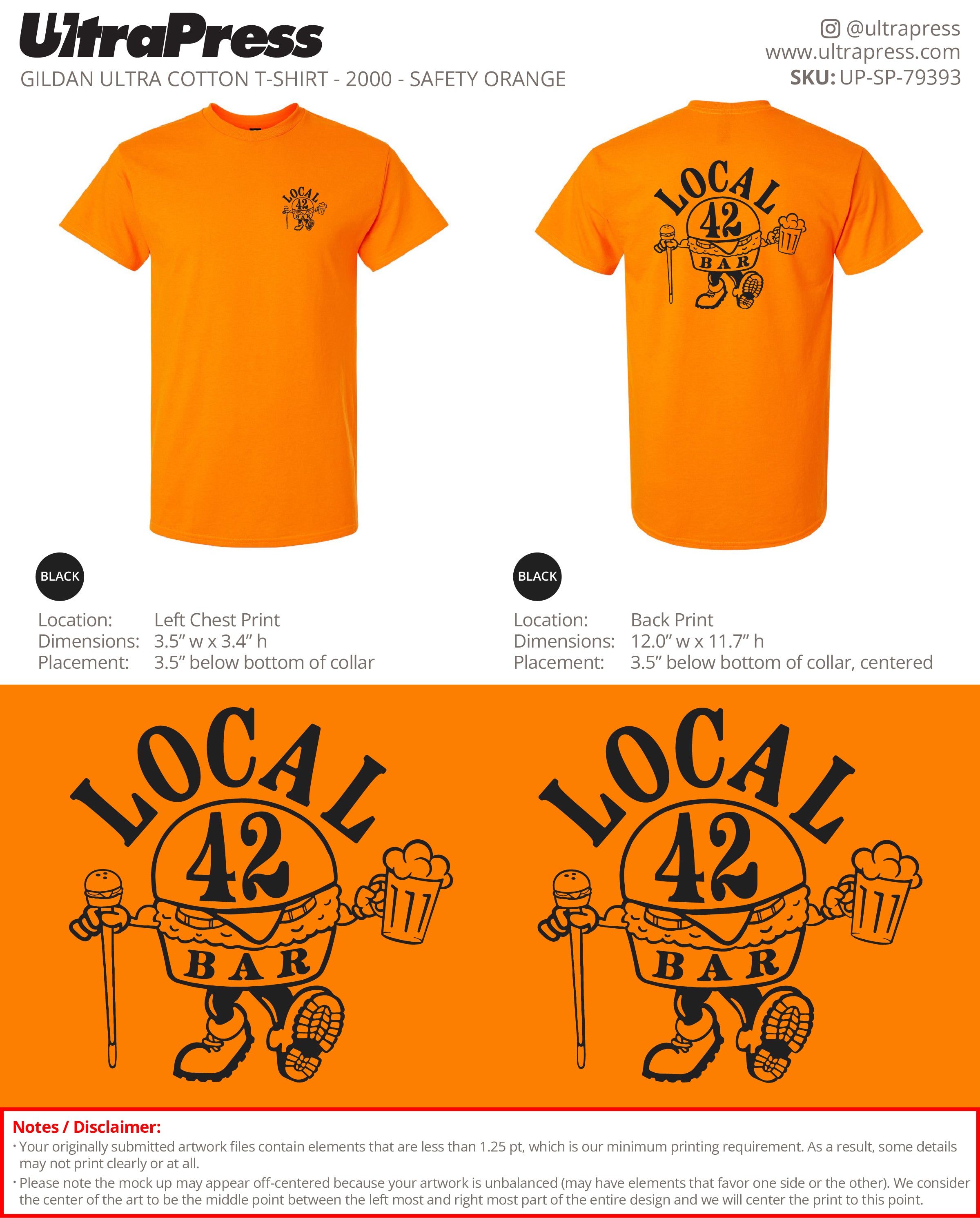 UP-SP-79393 Local 42 Bar Black Ink - David Tousley 100 Min Qty (Bulk)