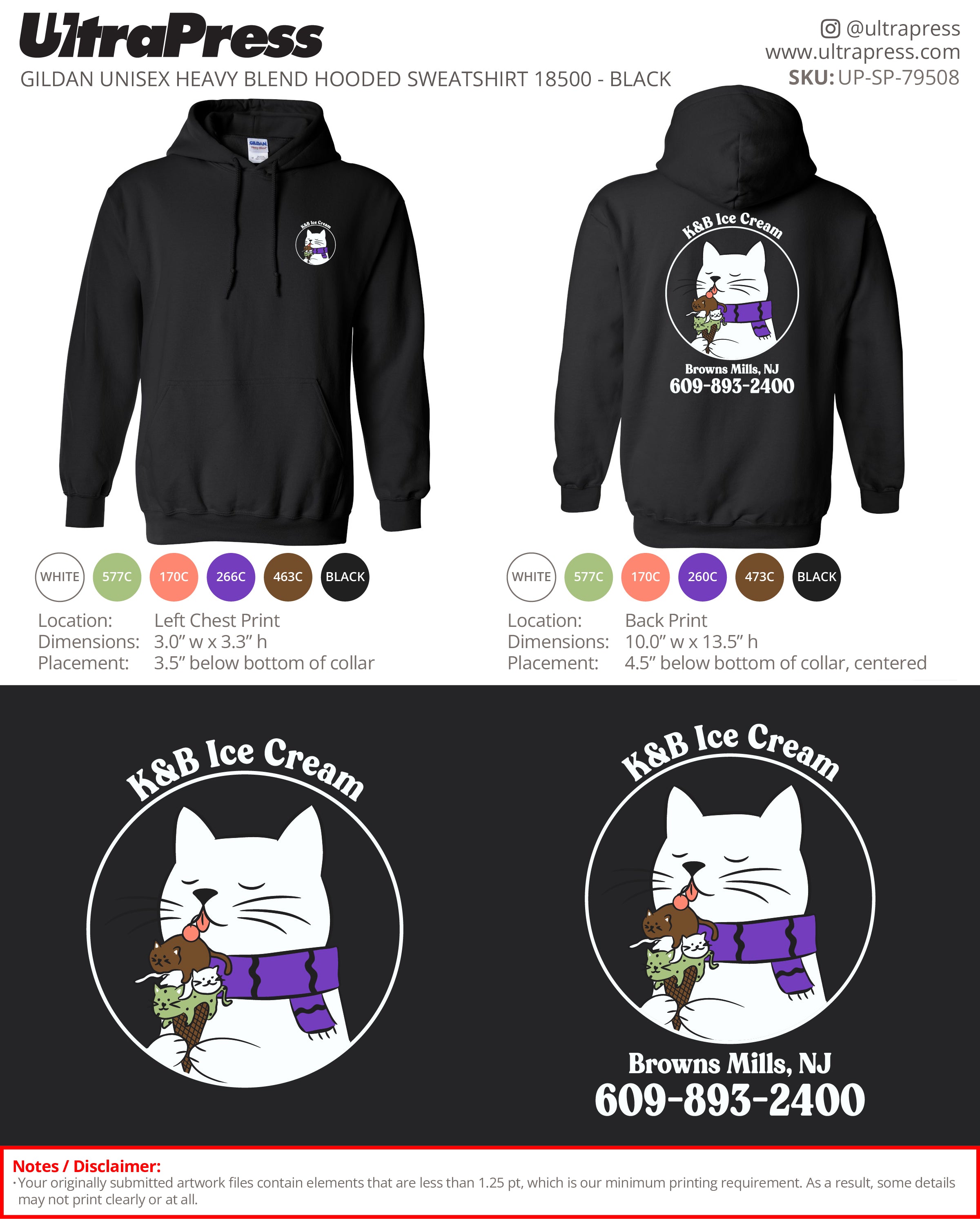 UP-SP-79508 K&B Ice Cream Hoodies - Glenn Hansen 72 Min Qty (Bulk)