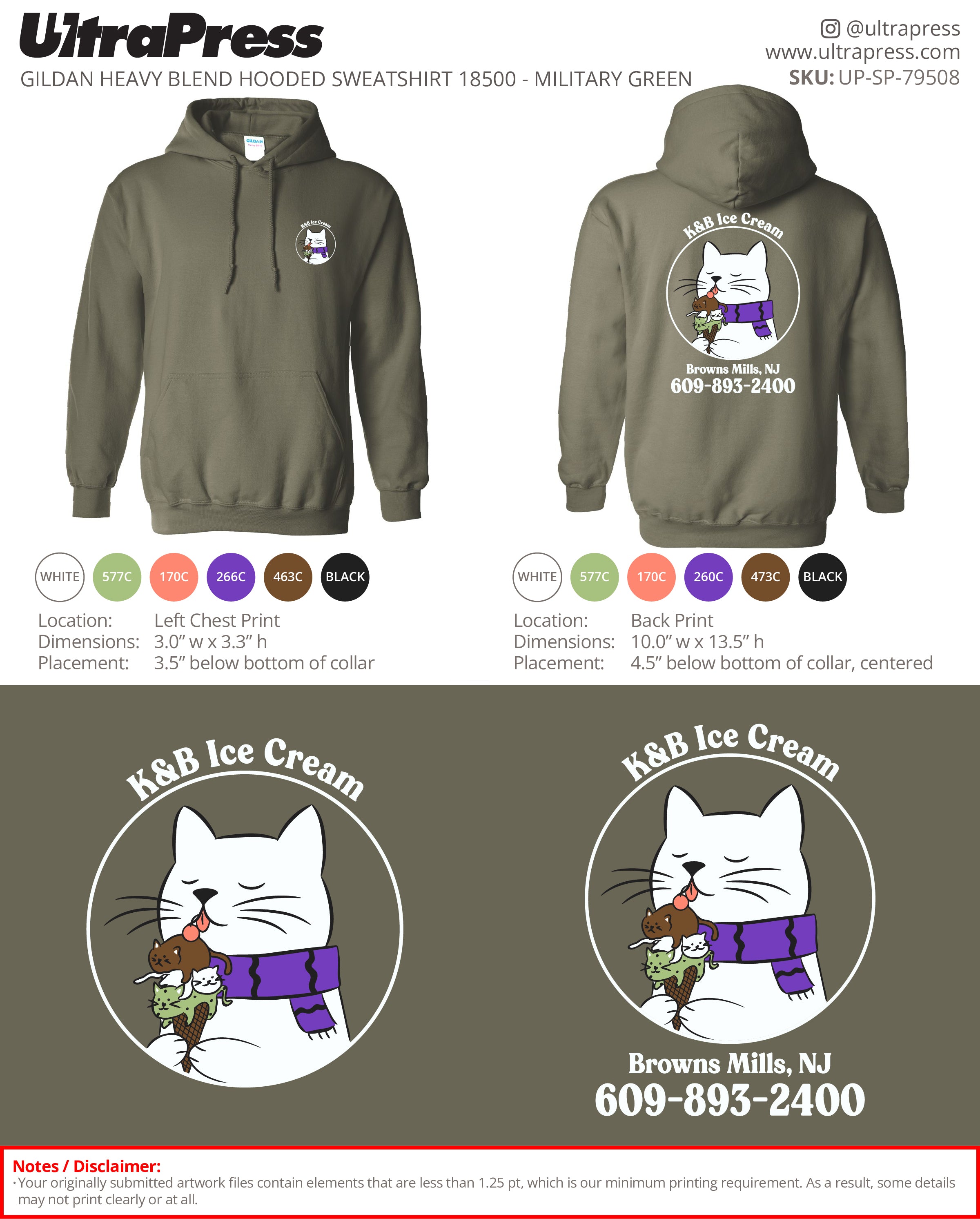 UP-SP-79508 K&B Ice Cream Hoodies - Glenn Hansen 72 Min Qty (Bulk)