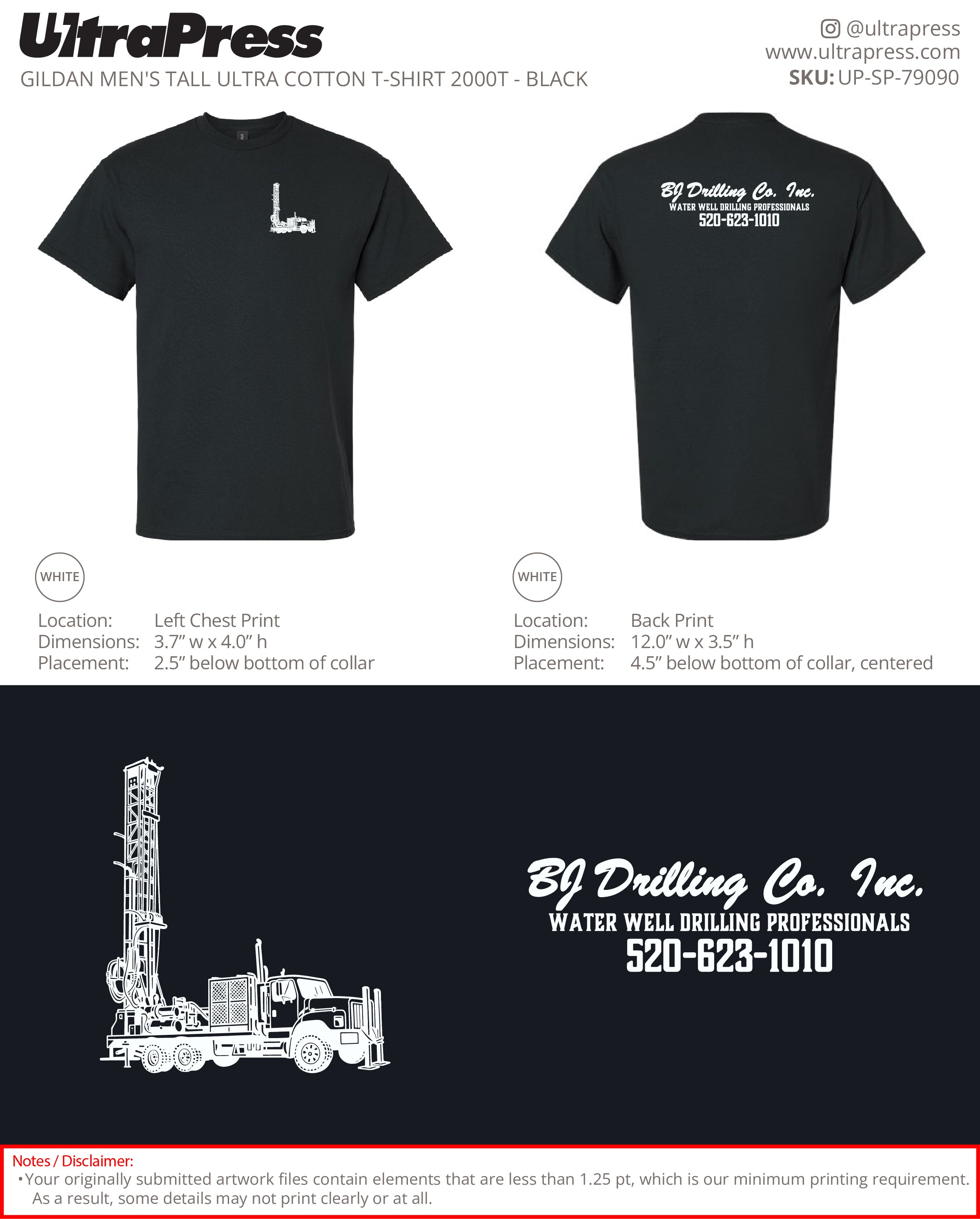 UP-SP-79585 BJ Drilling White Logo - Carina Ritenour 24 Min Qty (Bulk)