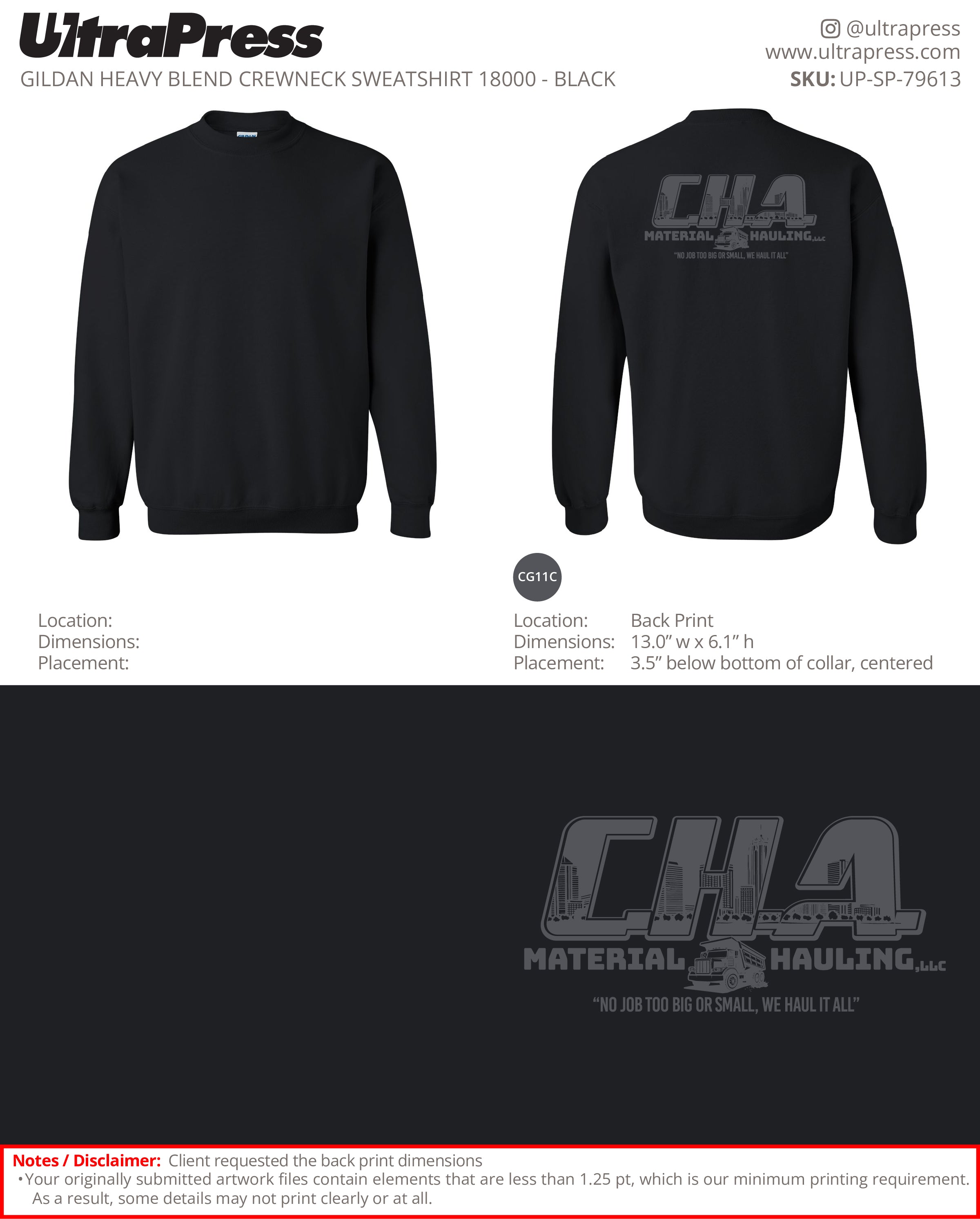 UP-SP-79613 CHA Material Hauling - Chee Chee McGowan 50 Min Qty (Bulk)