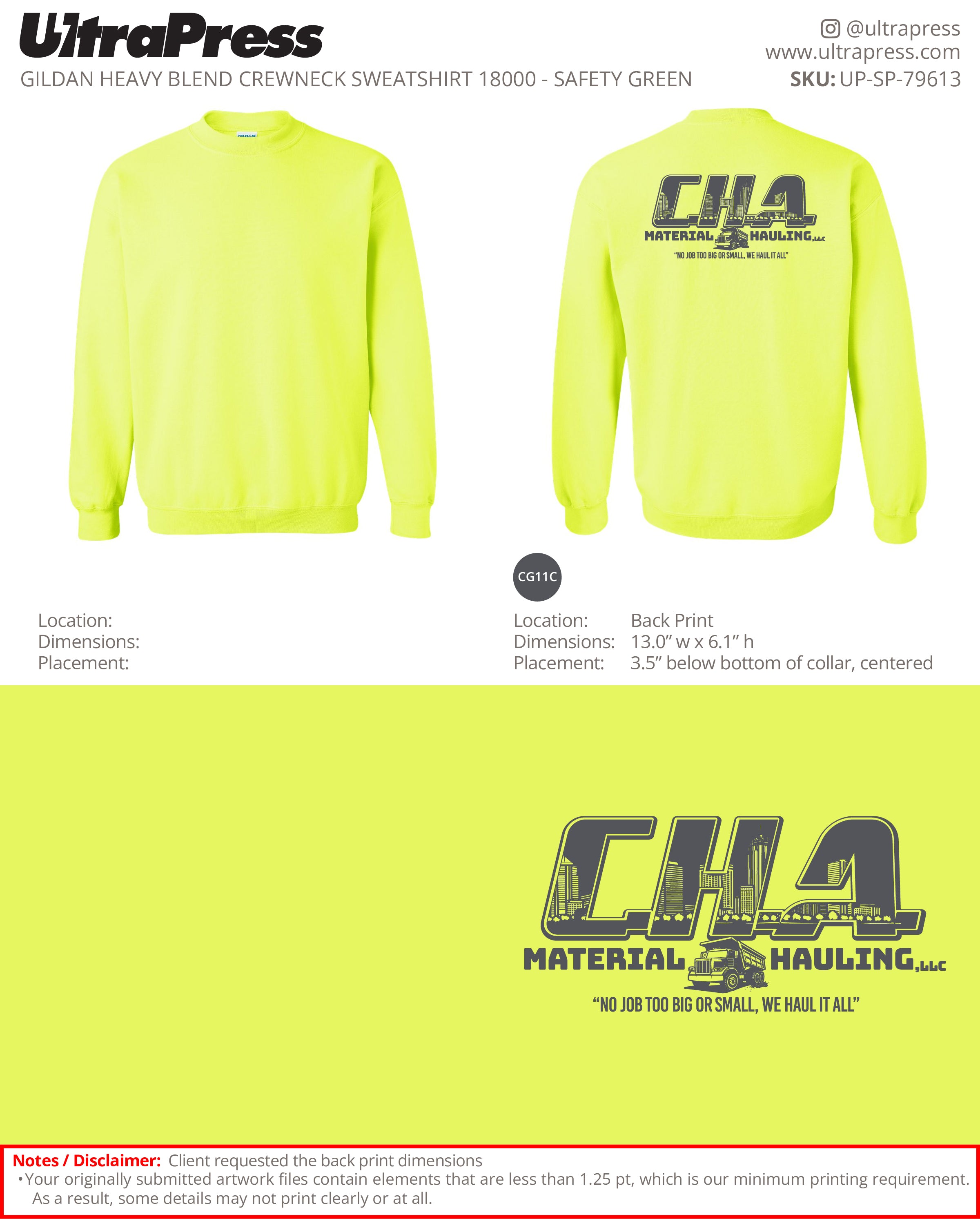 UP-SP-79613 CHA Material Hauling - Chee Chee McGowan 50 Min Qty (Bulk)