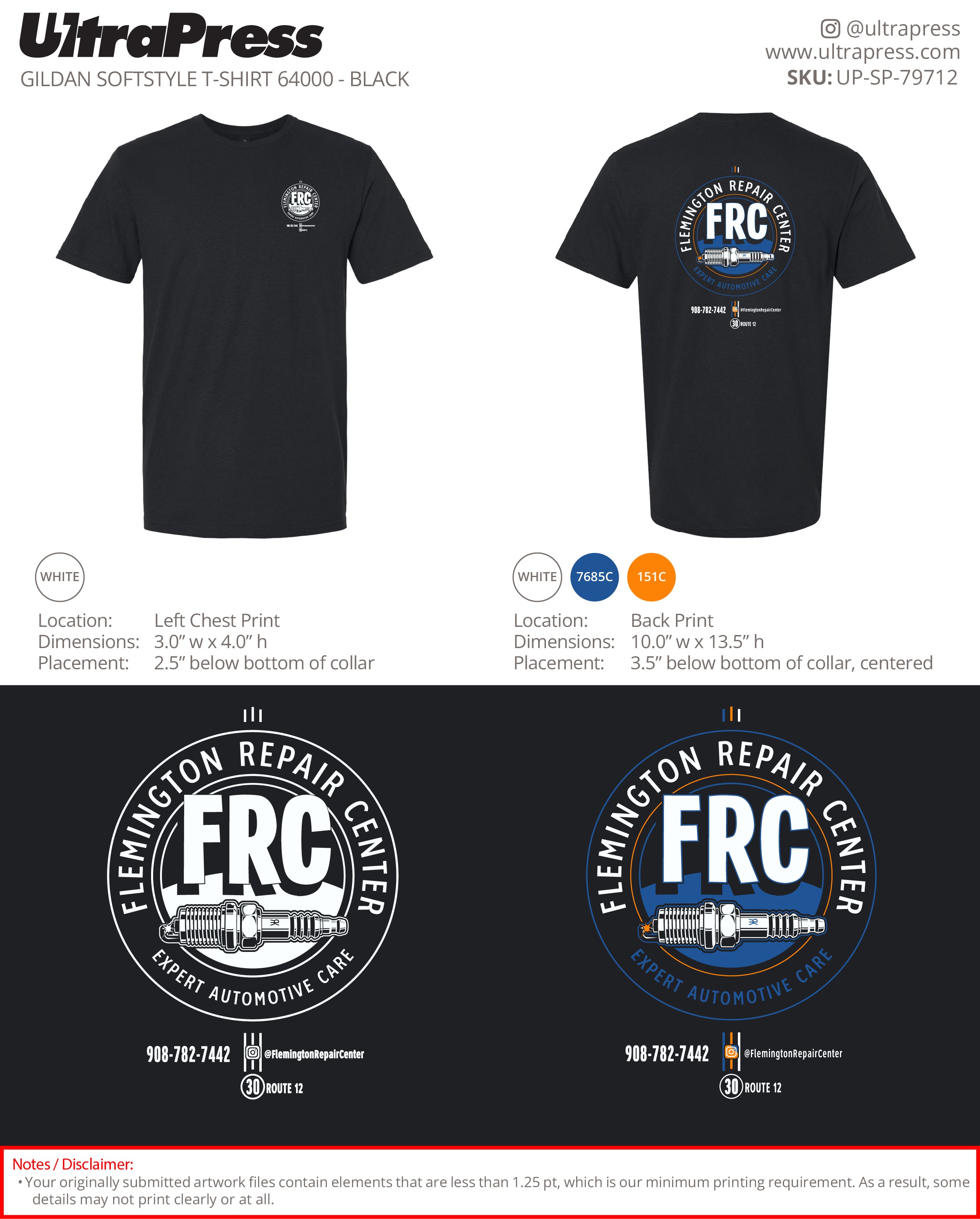 UP-SP-79712 Flemington Repair Center T-Shirts - Ryan Kadezabek 100 Min Qty (Bulk)