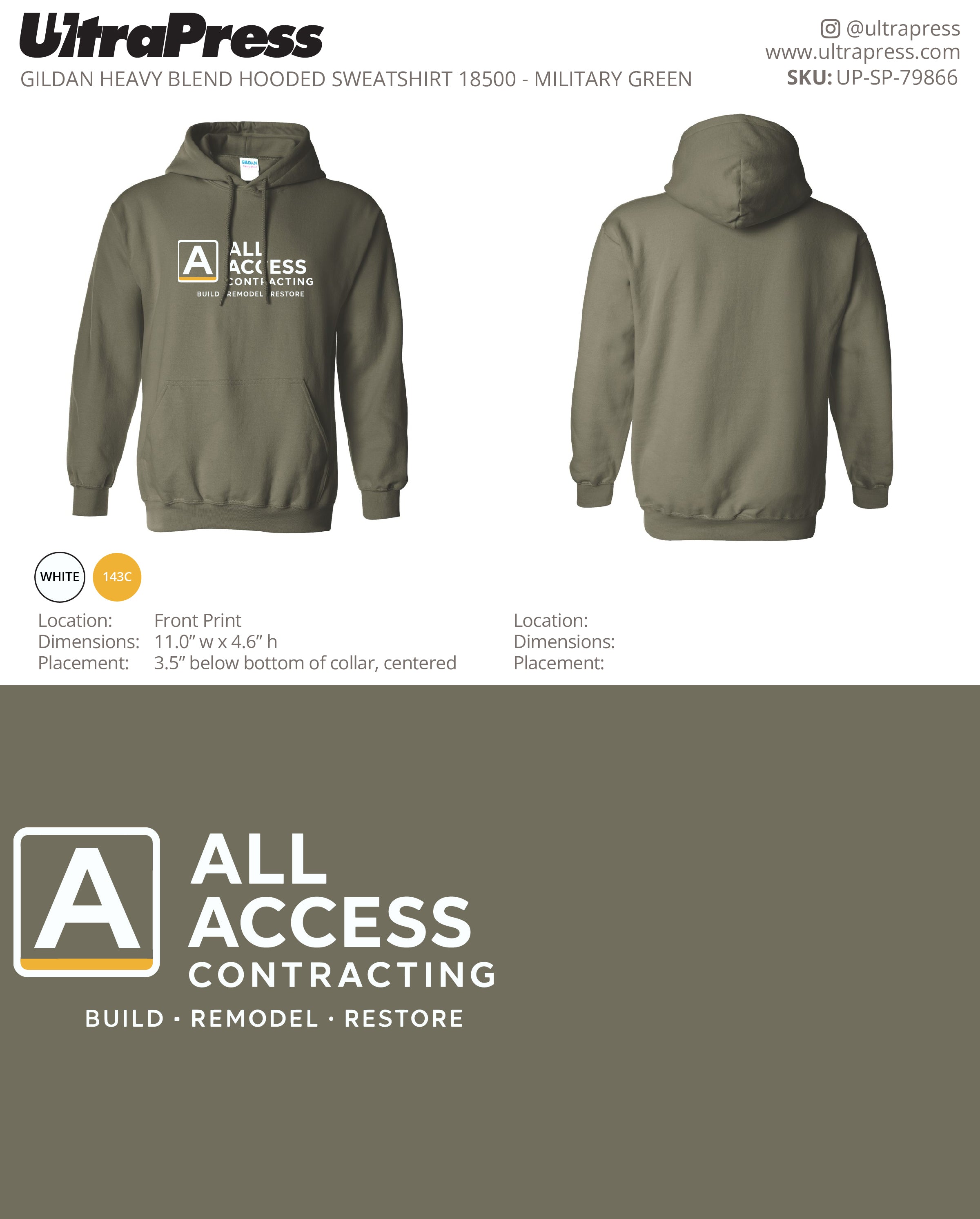 UP-SP-79866 All Access Contracting (Hoodies) - Ben Hall-Volpenhein 24 Min Qty (Bulk)