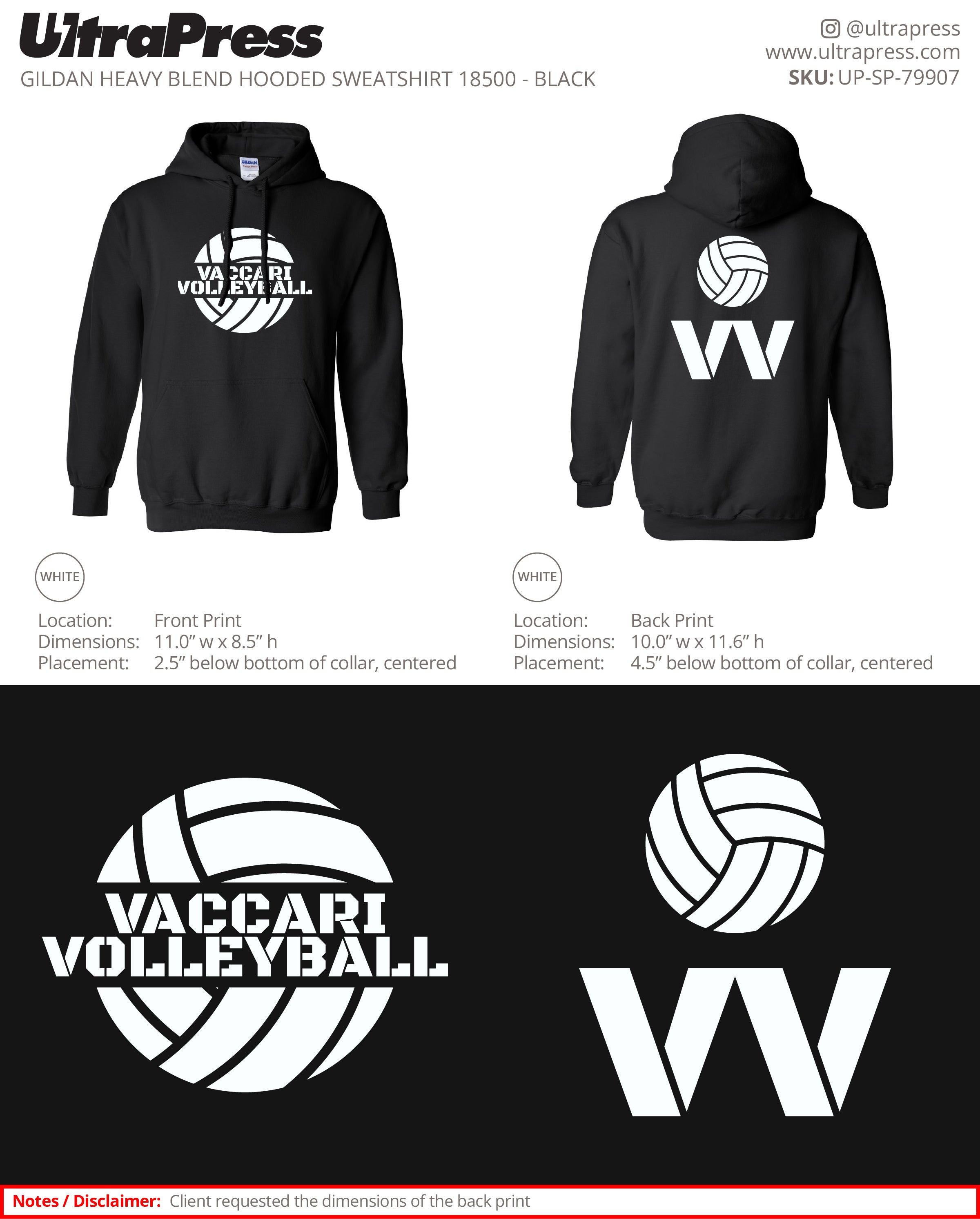 UP-SP-79907 Vacarri Volleyball Hoodies - Adam Vacarri 50 Min Qty (Bulk)