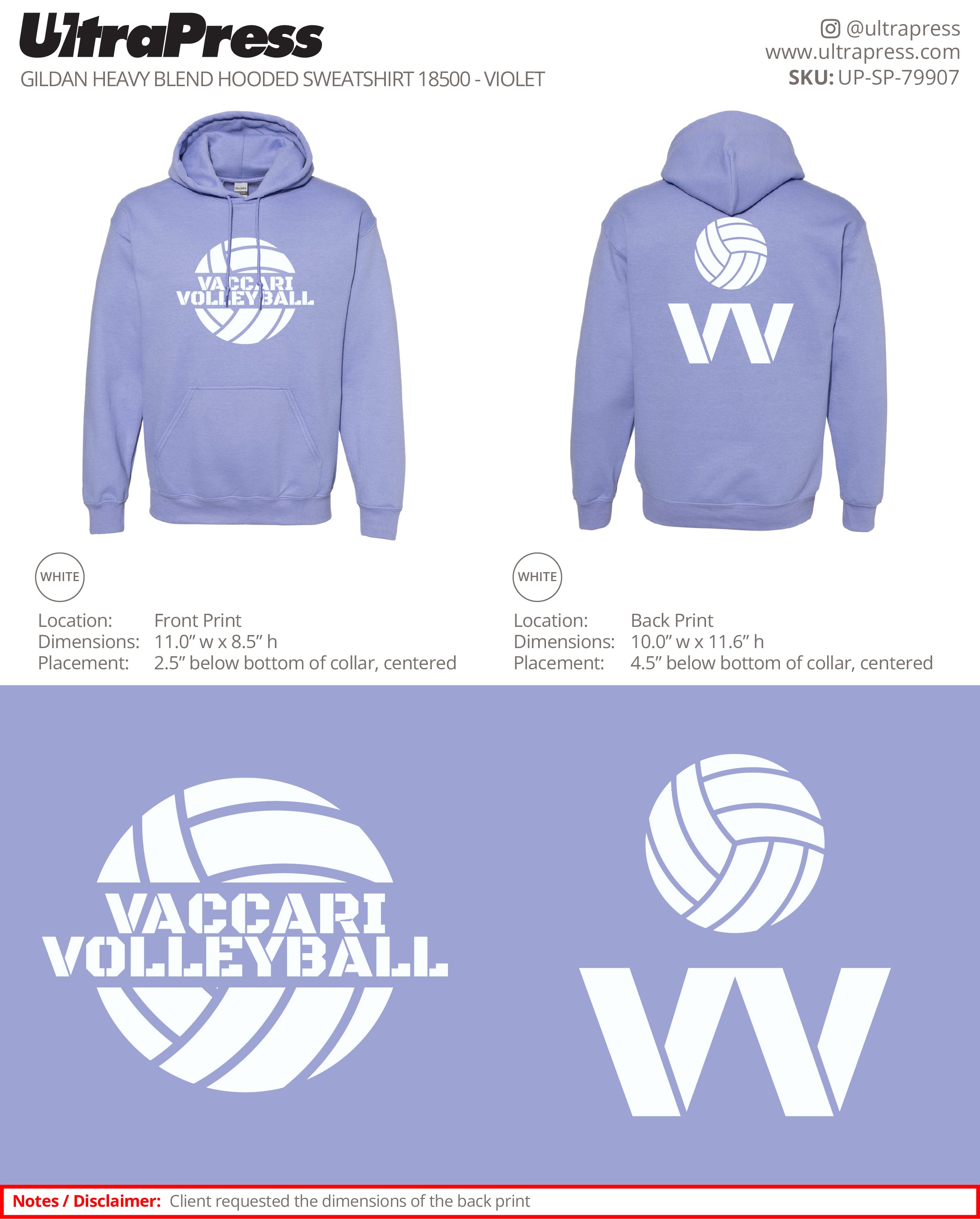 UP-SP-79907 Vacarri Volleyball Hoodies - Adam Vacarri 50 Min Qty (Bulk)