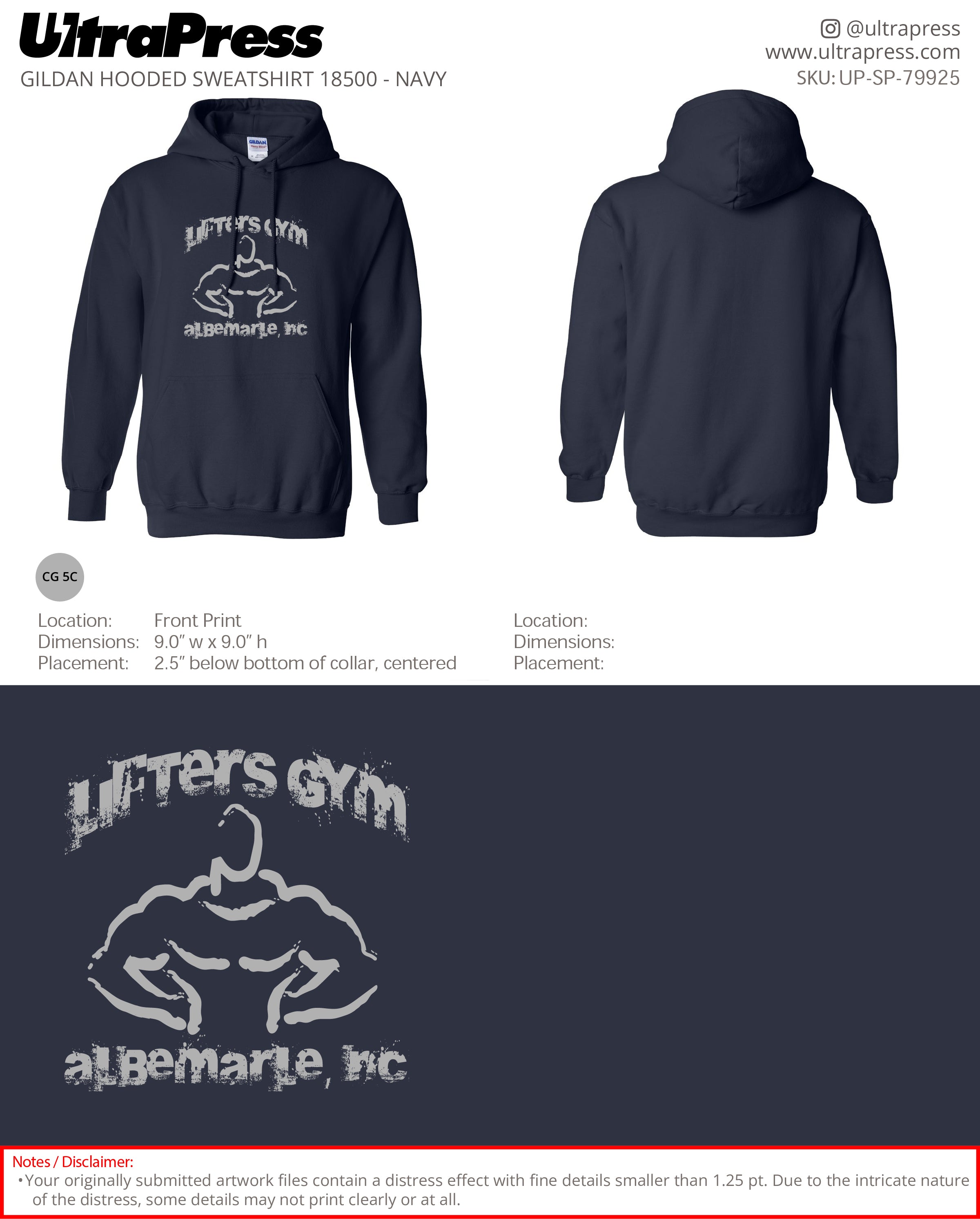 UP-SP-79925 Lifters Gym Hoodies - Chad Taylor - 50 Min Qty (Bulk)