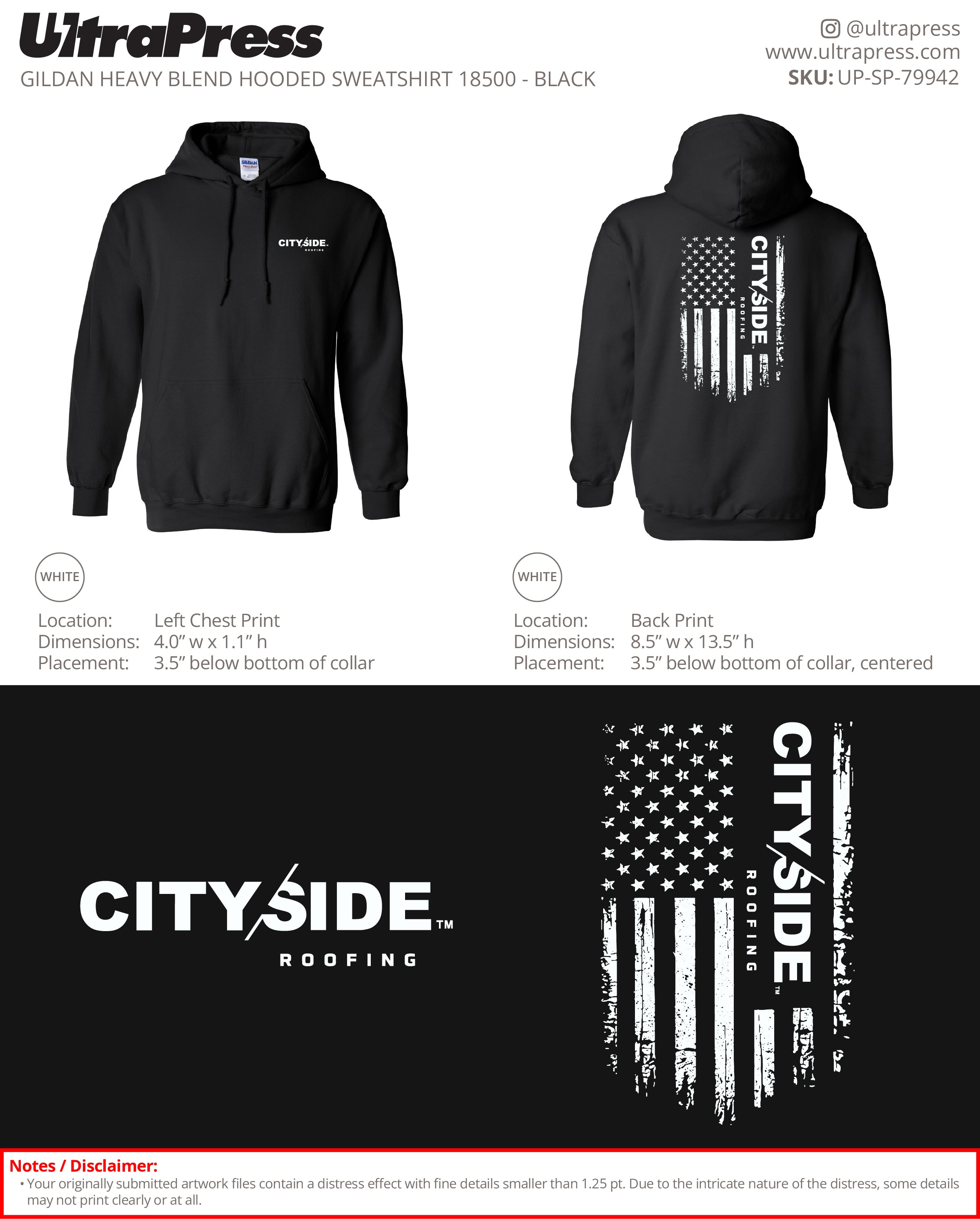 UP-SP-79942 City Side Roofing Hoodies - Gary Scholl 50 Min Qty (Bulk)