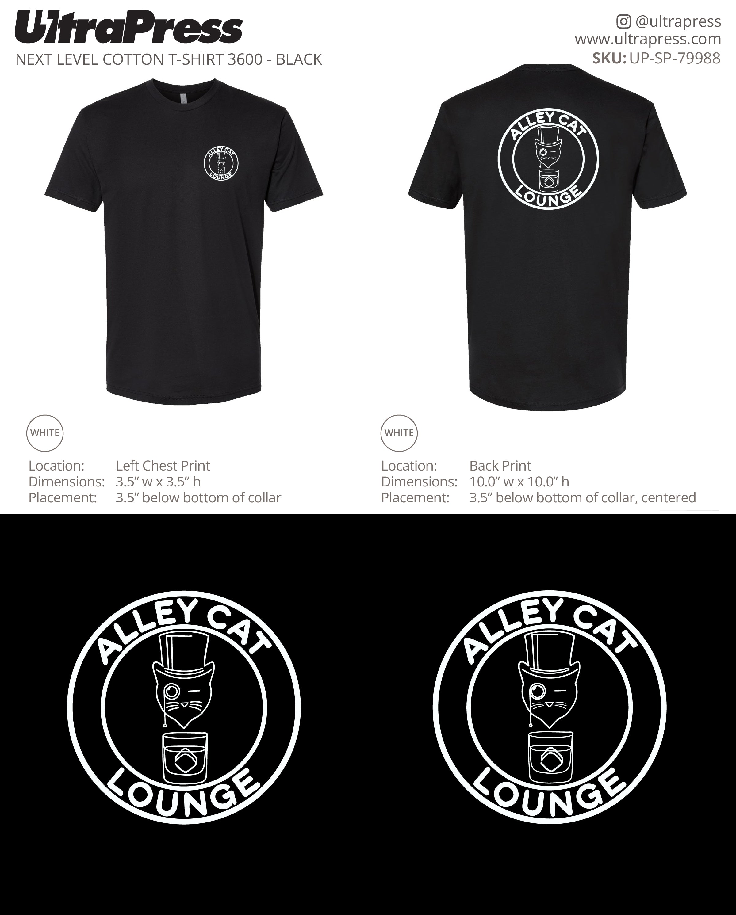 UP-SP-79988 Alley Cat Lounge T-Shirts - Zach Roof 100 Min Qty (Bulk)