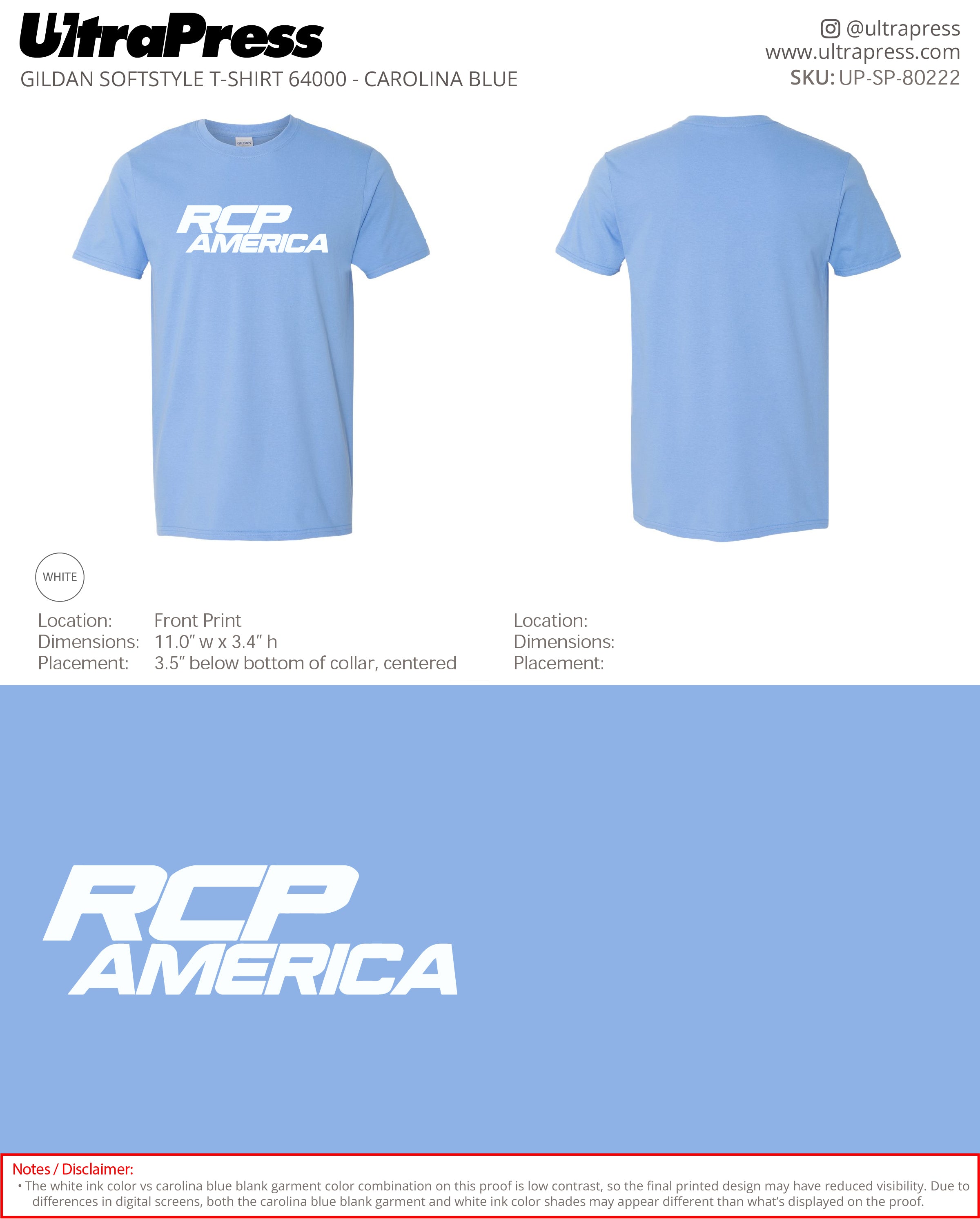 UP-SP-80222 RCP America Blue Shirts - Kellie Johnson 100 Min Qty (Bulk)
