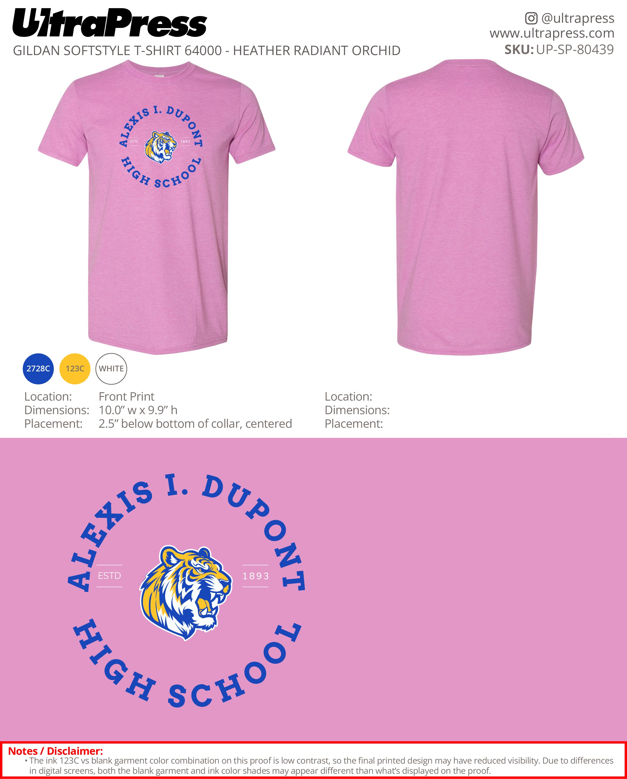 UP-SP-80439 Alexis I. Dupont High School - Melissa Andrade Johnson 100 Min Qty (Bulk)