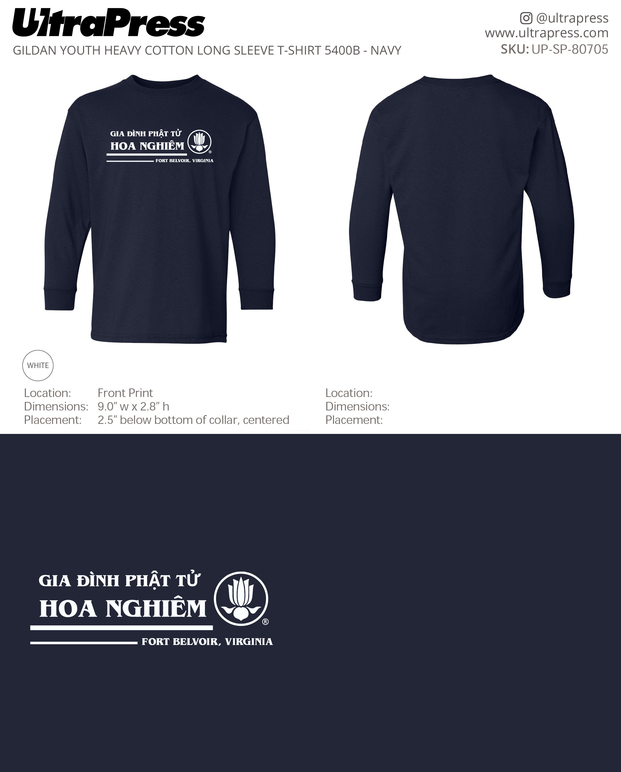 UP-SP-80705 Buddhist Youth Association Hoa Nghiêm Long Sleeves - Phuc Bui 50 Min Qty (Bulk)