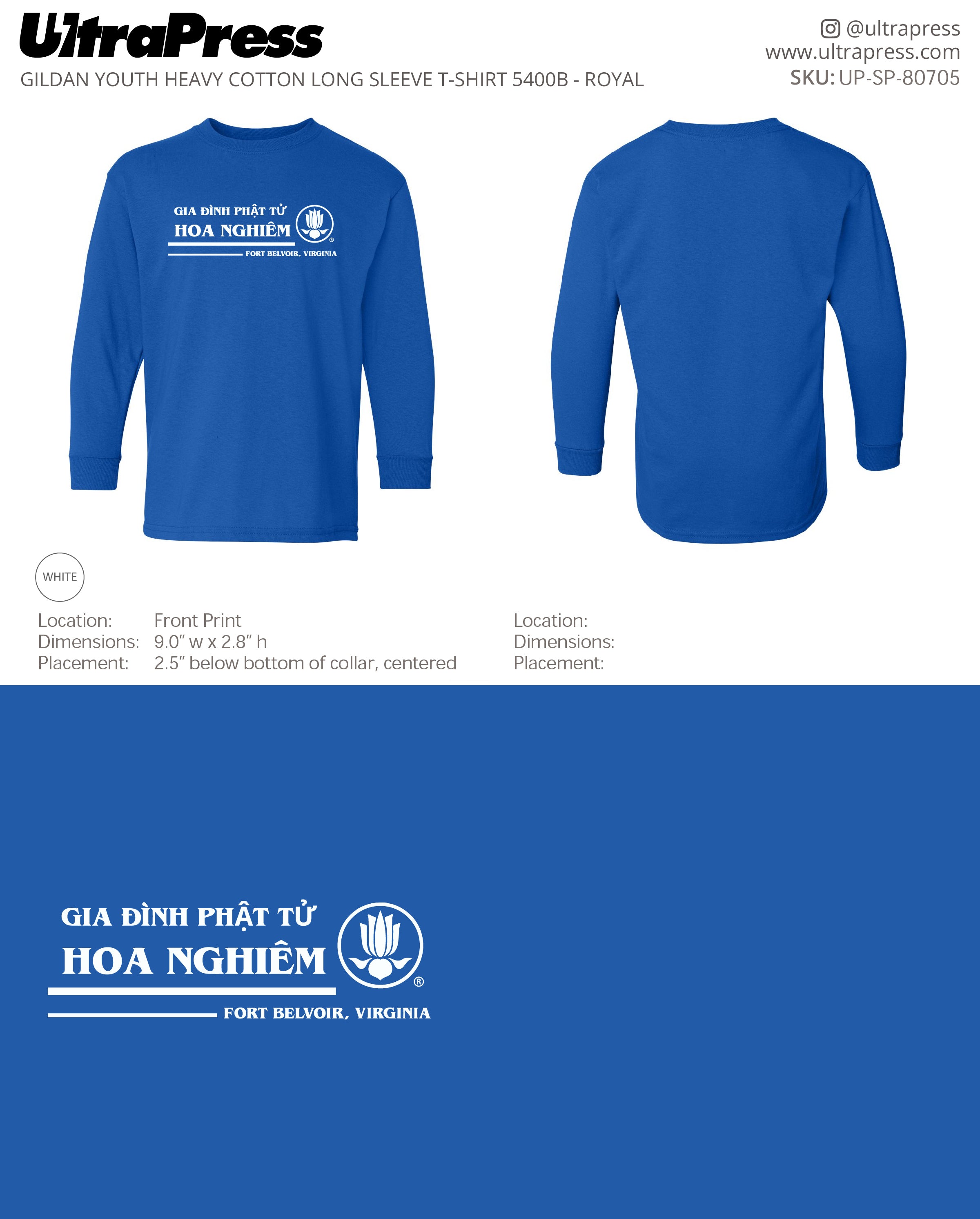 UP-SP-80705 Buddhist Youth Association Hoa Nghiêm Long Sleeves - Phuc Bui 50 Min Qty (Bulk)