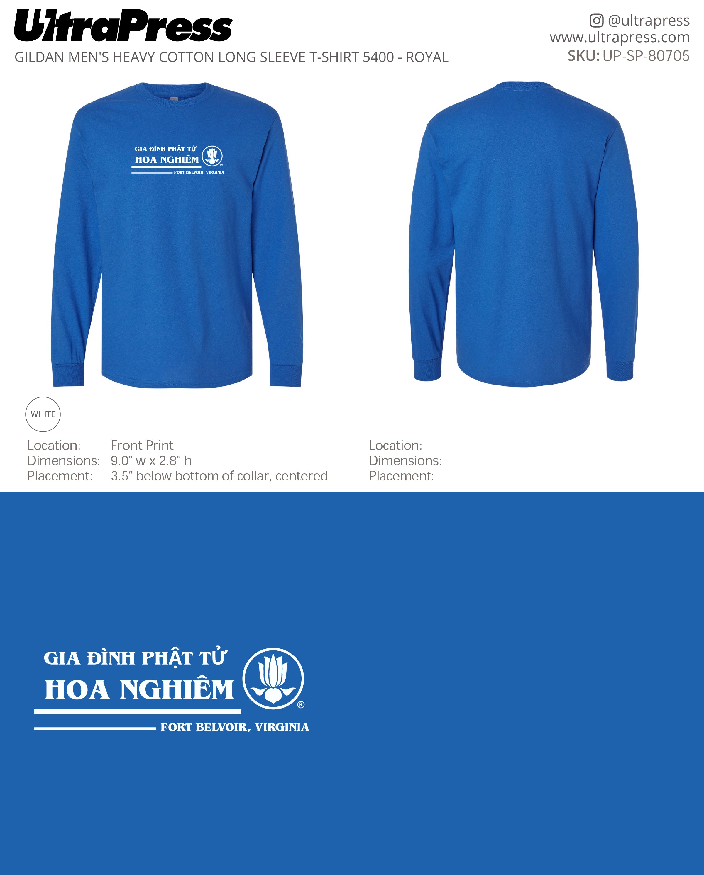 UP-SP-80705 Buddhist Youth Association Hoa Nghiêm Long Sleeves - Phuc Bui 50 Min Qty (Bulk)