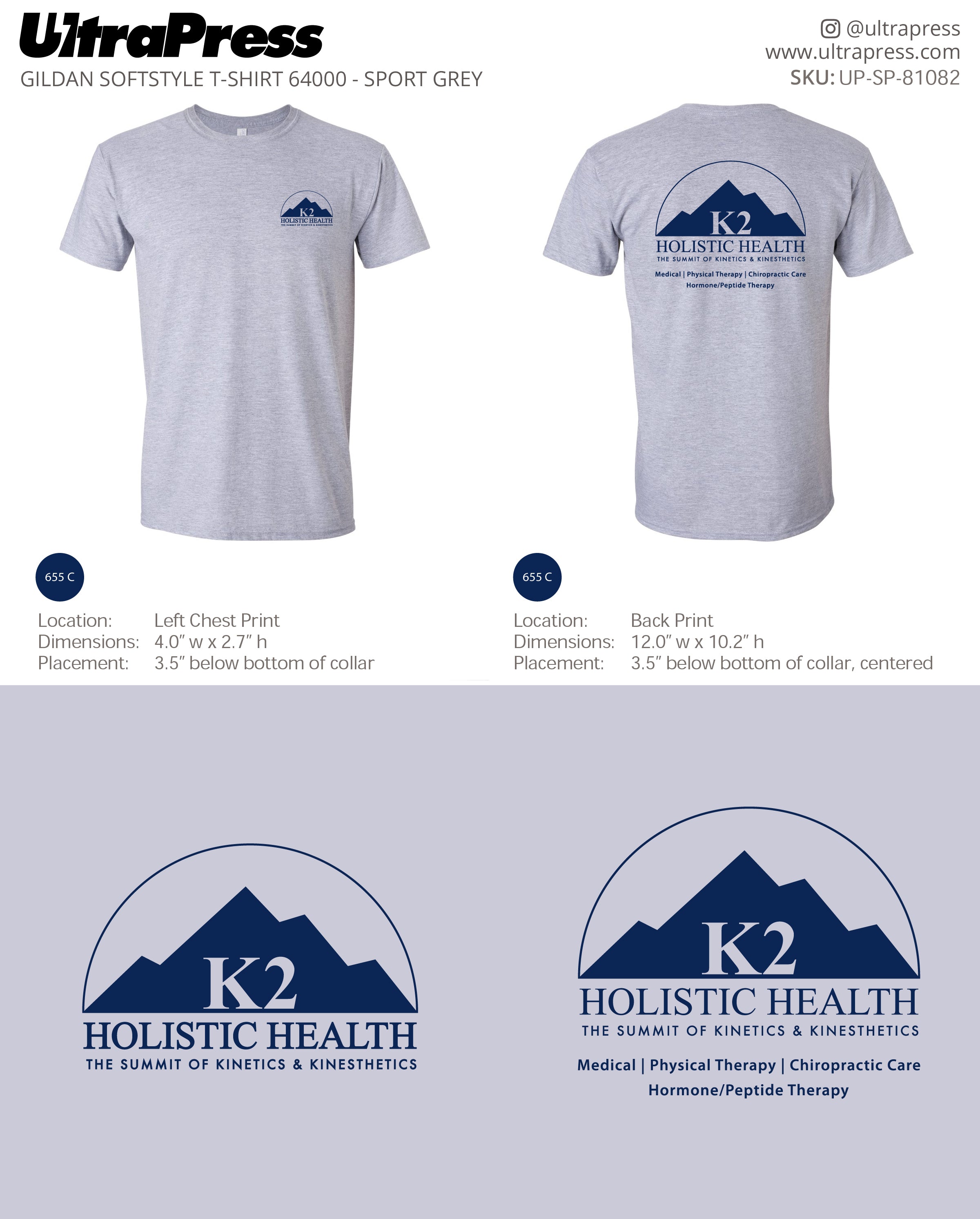 UP-SP-81082 K2 Holistic Health (Navy Logo) - Jason Howe 100 Min Qty (Bulk)