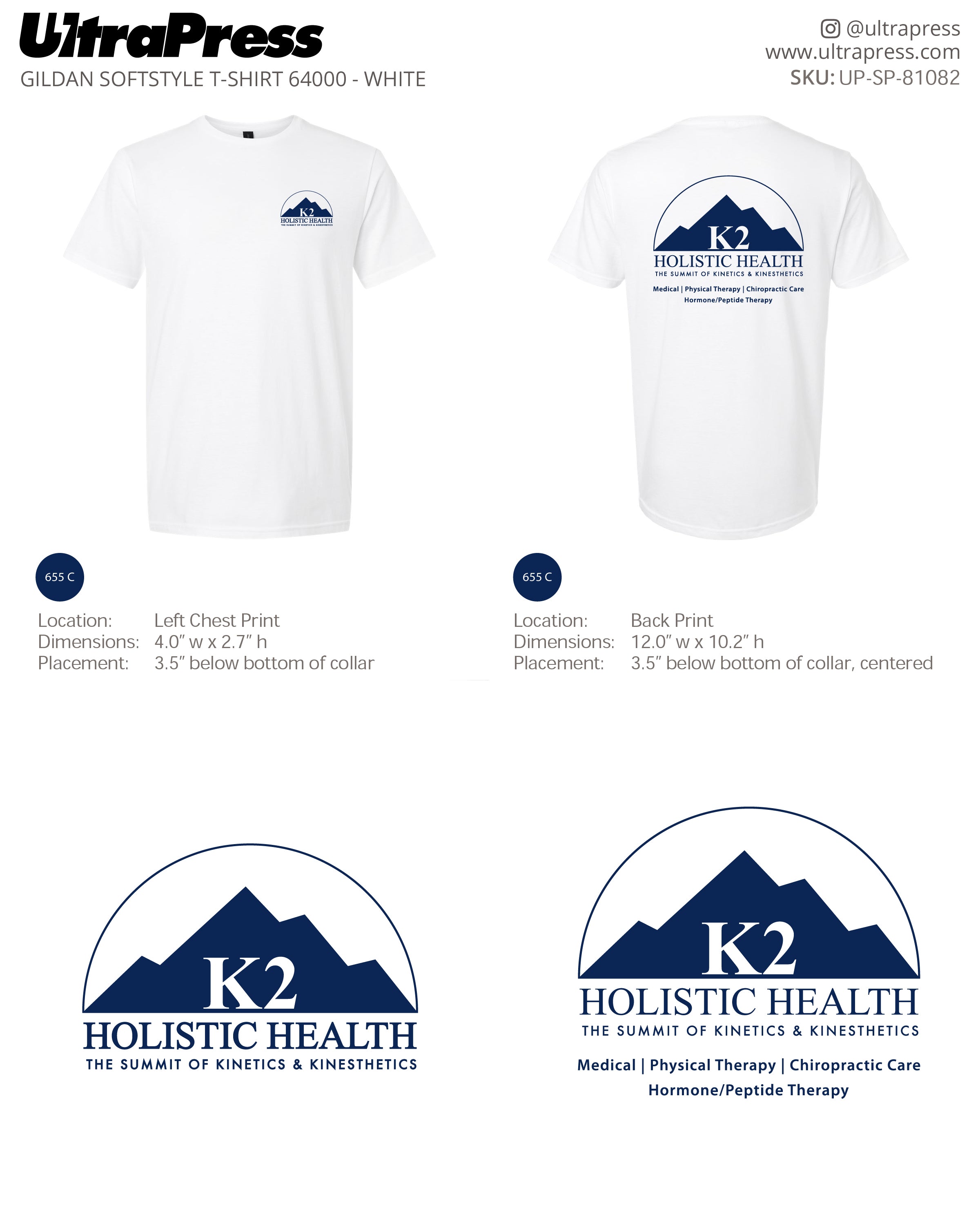 UP-SP-81082 K2 Holistic Health (Navy Logo) - Jason Howe 100 Min Qty (Bulk)