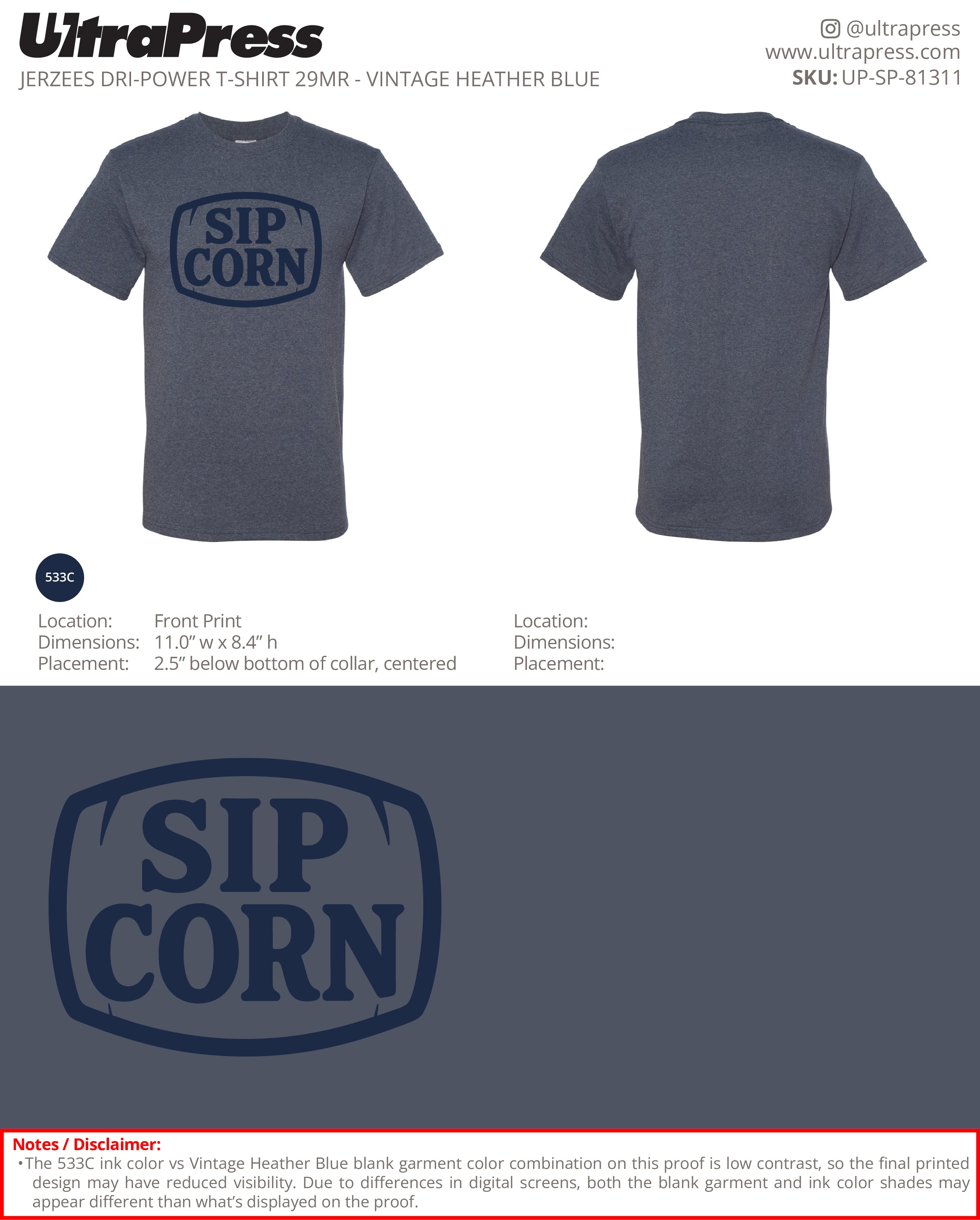 UP-SP-81311 Sip Corn (Navy Ink) - Tony Catanzaro 100 Min Qty (Bulk)