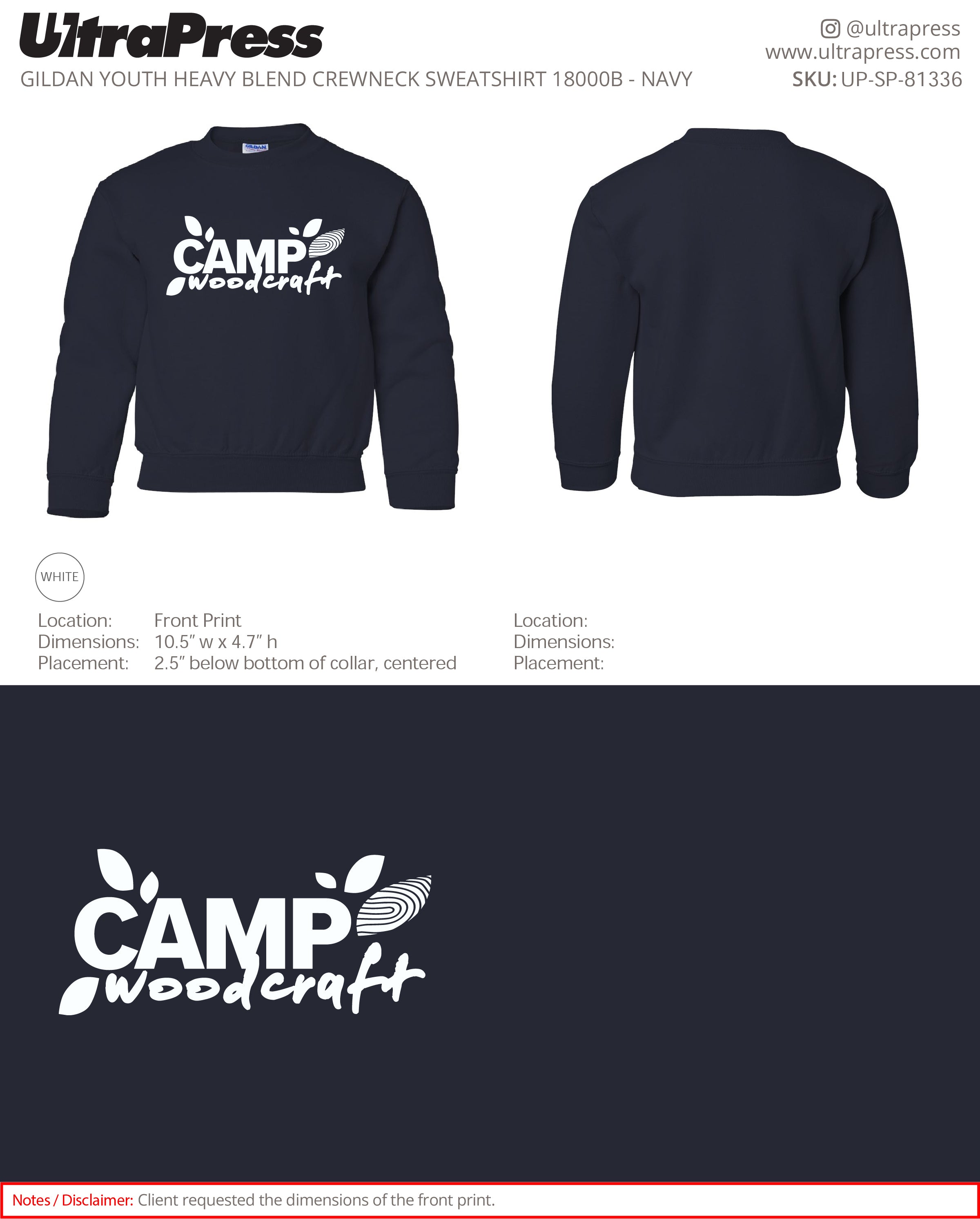UP-SP-81336 Camp Woodcraft Printed Sweaters - Israel Serna - 250 Min Qty (Bulk)