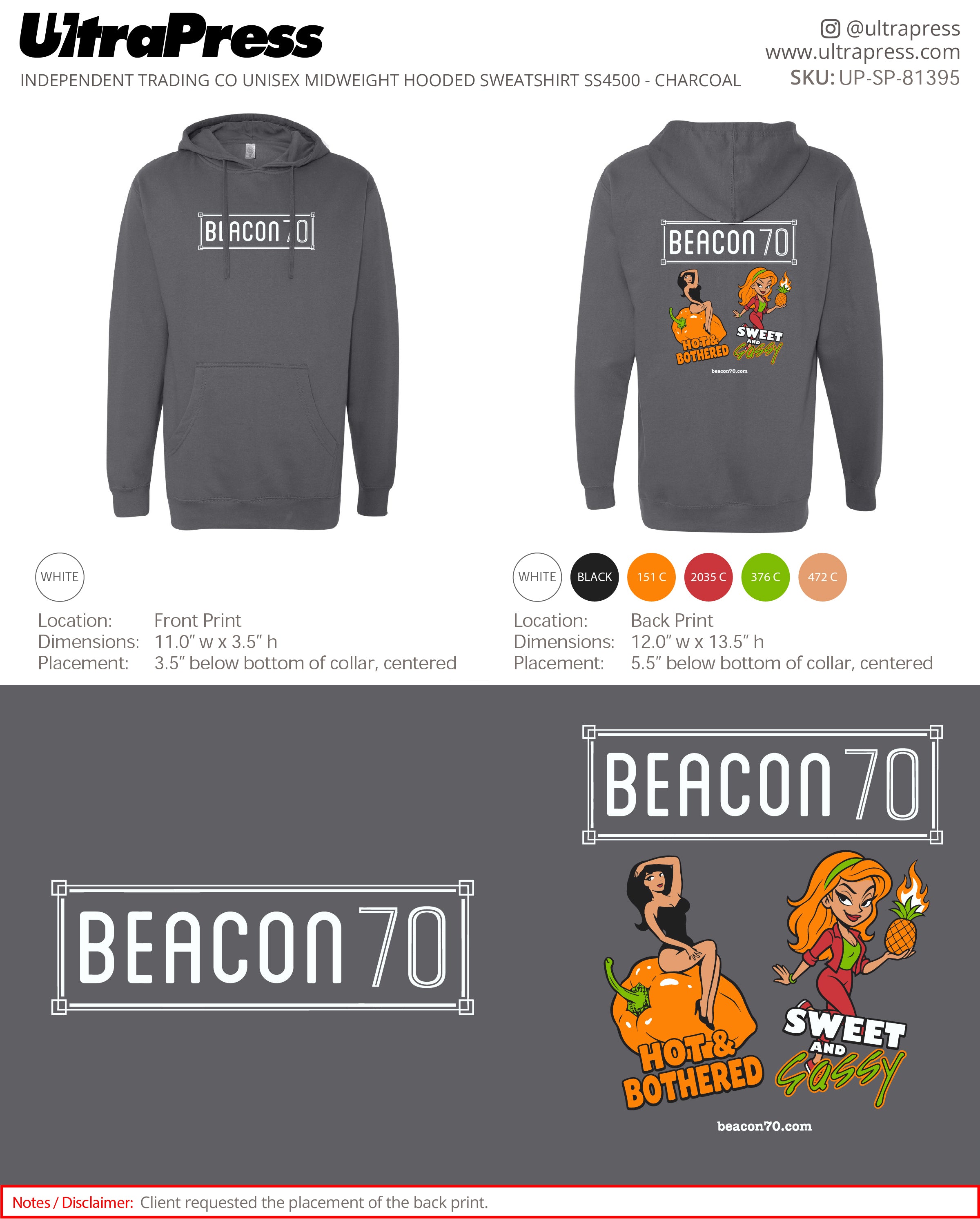UP-SP-81395 Beacon 70 Sweet and Sassy Hoodies - Vin 50 Min Qty (Bulk)