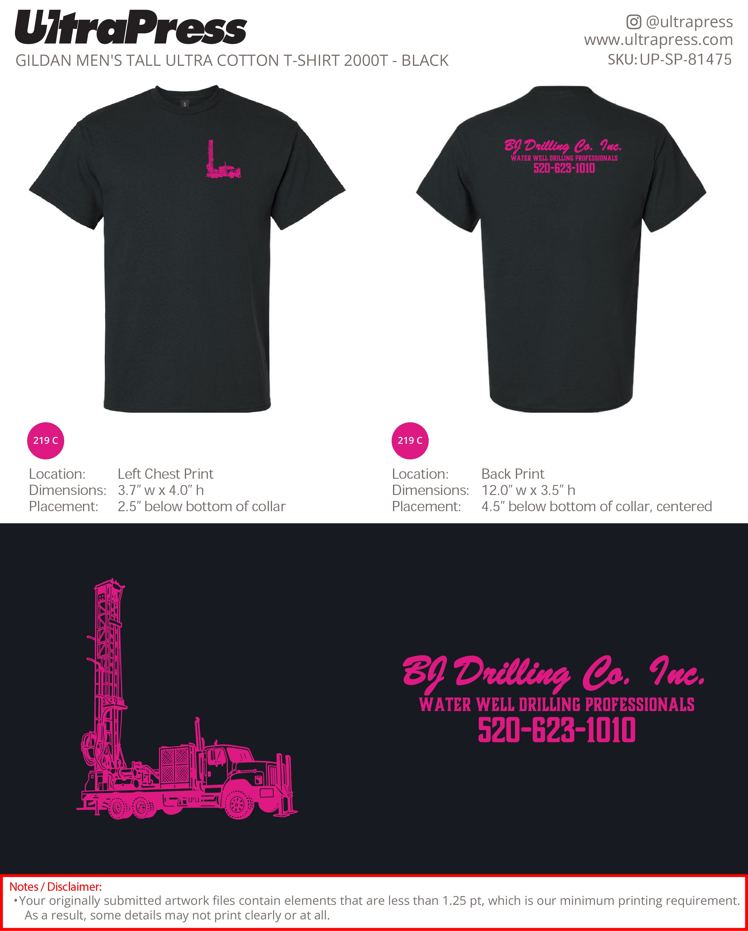 UP-SP-81475 BJ Drilling Pink Logo - Carina Ritenour 24 Min Qty (Bulk)