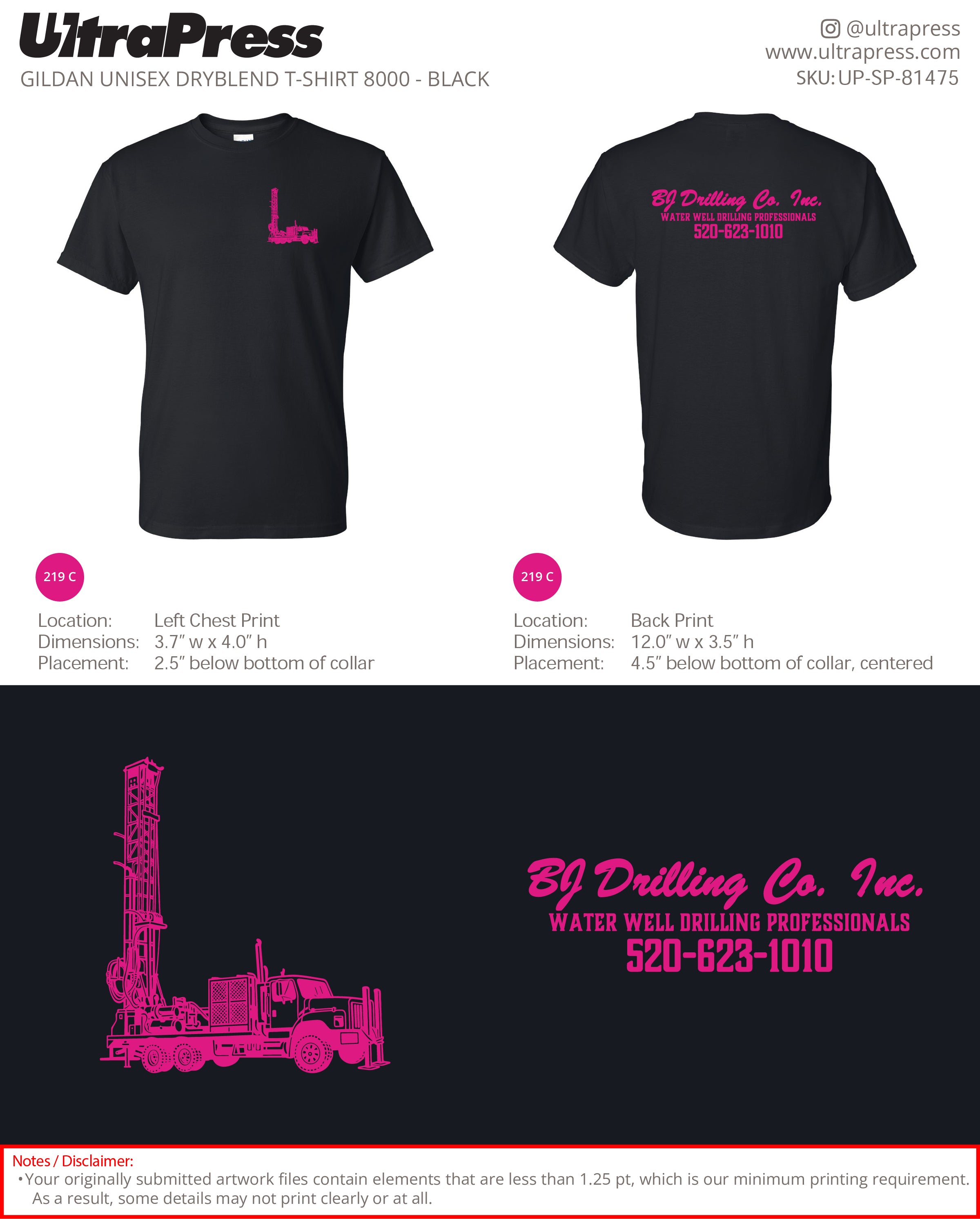 UP-SP-81475 BJ Drilling Pink Logo - Carina Ritenour 50 Min Qty (Bulk)