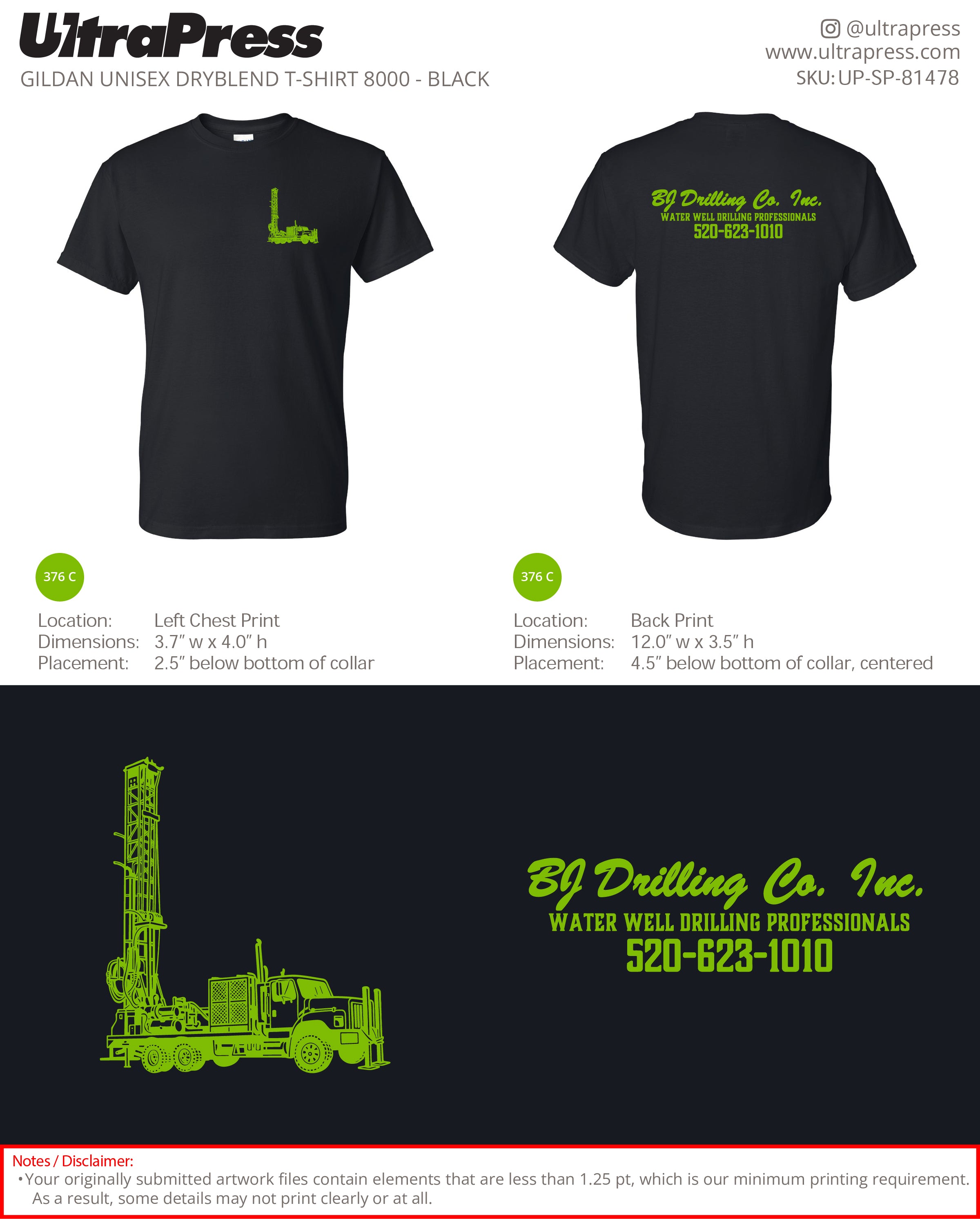 UP-SP-81478 BJ Drilling Lime Logo - Carina Ritenour 24 Min Qty (Bulk)