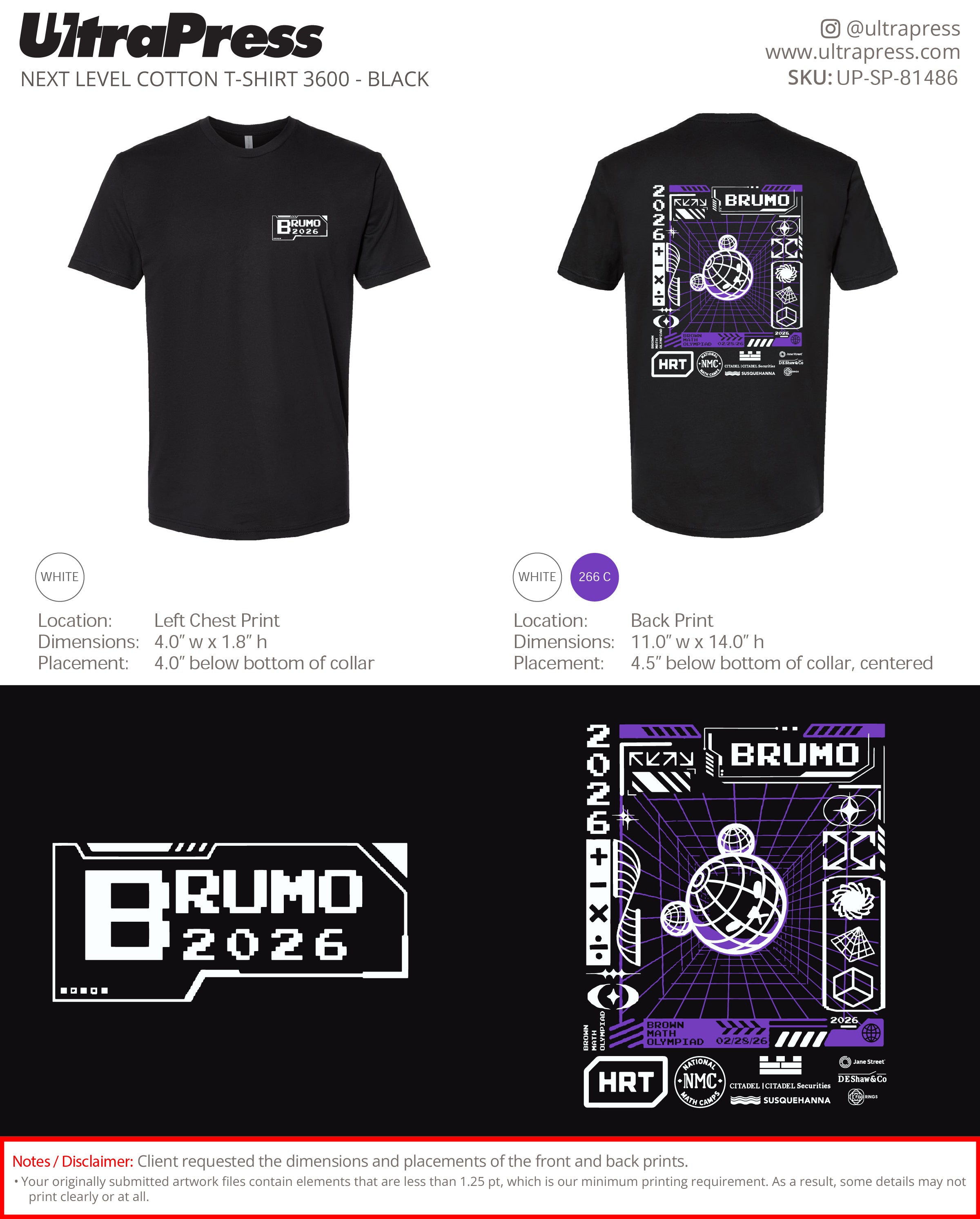 UP-SP-81486 Brumo 2026 (white and purple) - Brown University Math Olympiad 100 Pieces Package Deal (Bulk)