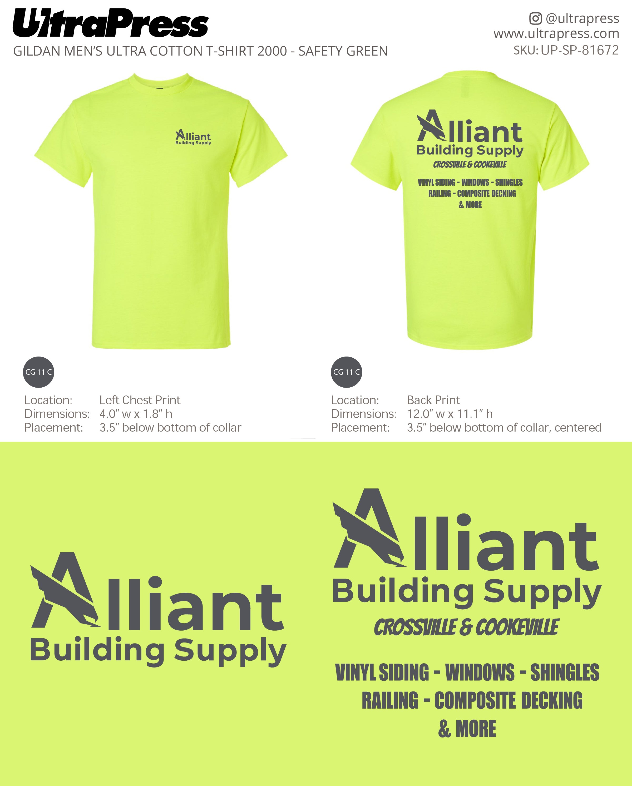 UP-SP-81672 Alliant Building Supply (Dark Grey Ink) - Patrick Thurman 50 Pieces Package Deal (Bulk)