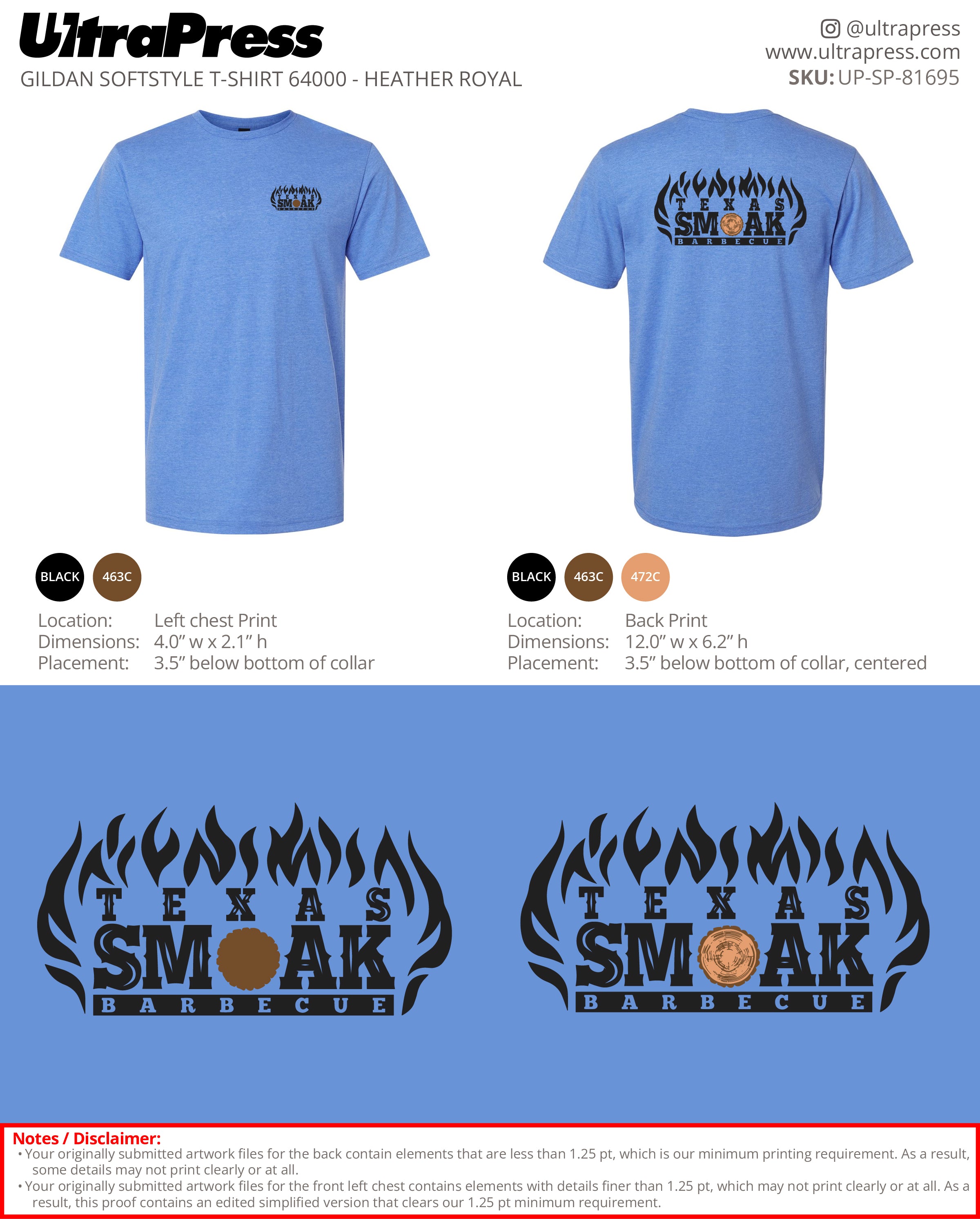 UP-SP-81695 Texas Smoak Barbeque - Adam Sadler 100 Min Qty (Bulk)