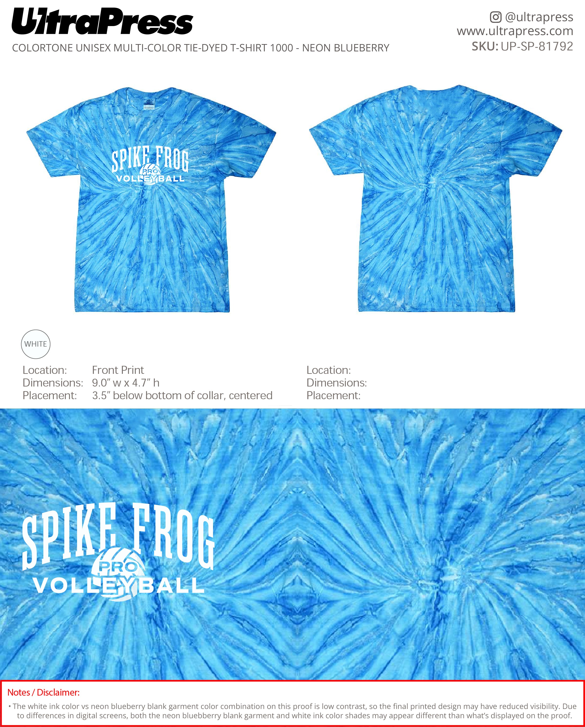 UP-SP-81792 Spike Frog Boss Pro Tie Dye - Melissa Hinnant 100 Min Qty (Bulk)