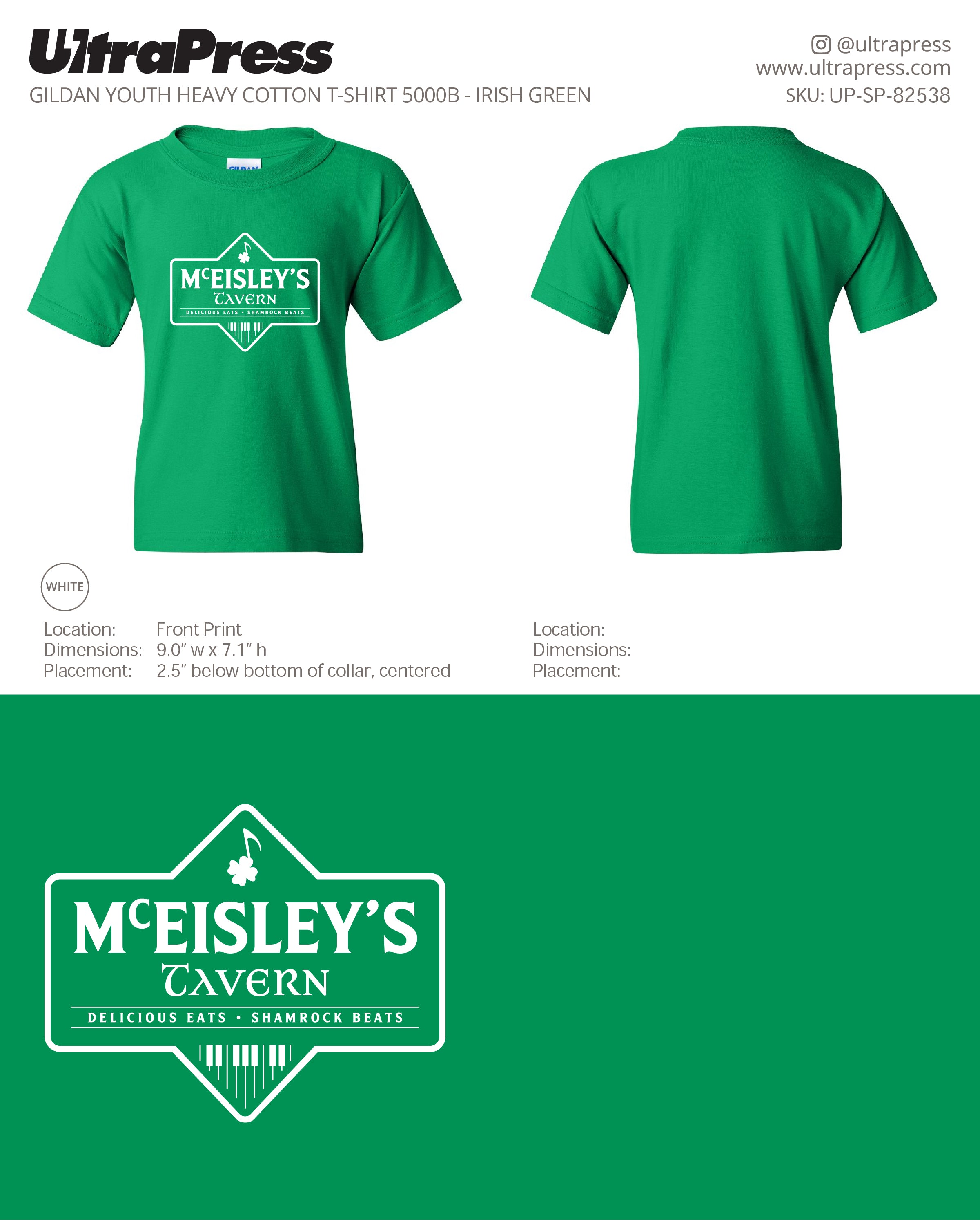 UP-SP-82538 Mceisley's Tavern Youth TShirt - Donna Collins 24 Min Qty (Bulk)