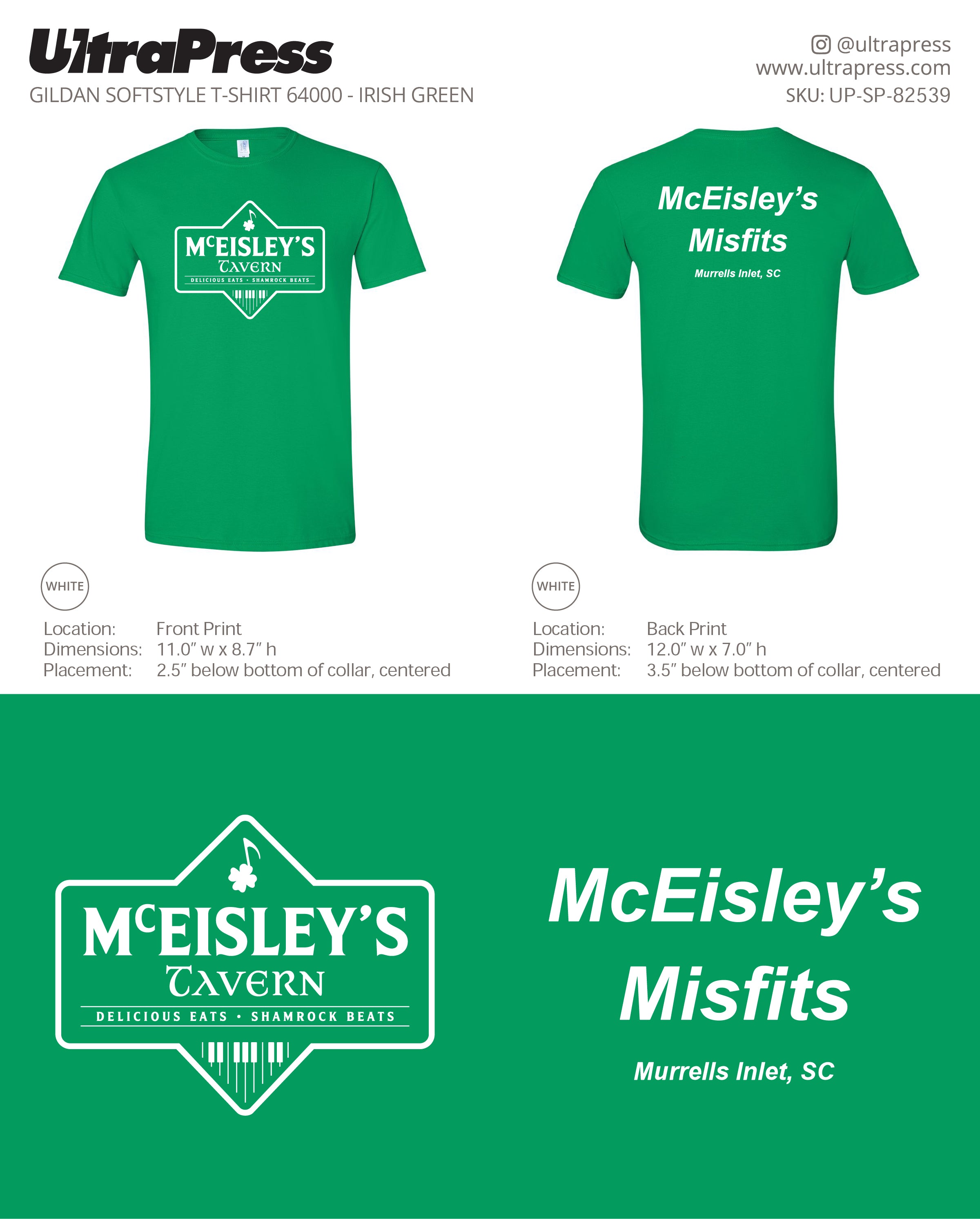 UP-SP-82539 Mceisley's Tavern Adult TShirt - Donna Collins 100 Pieces Package Deal (Bulk)