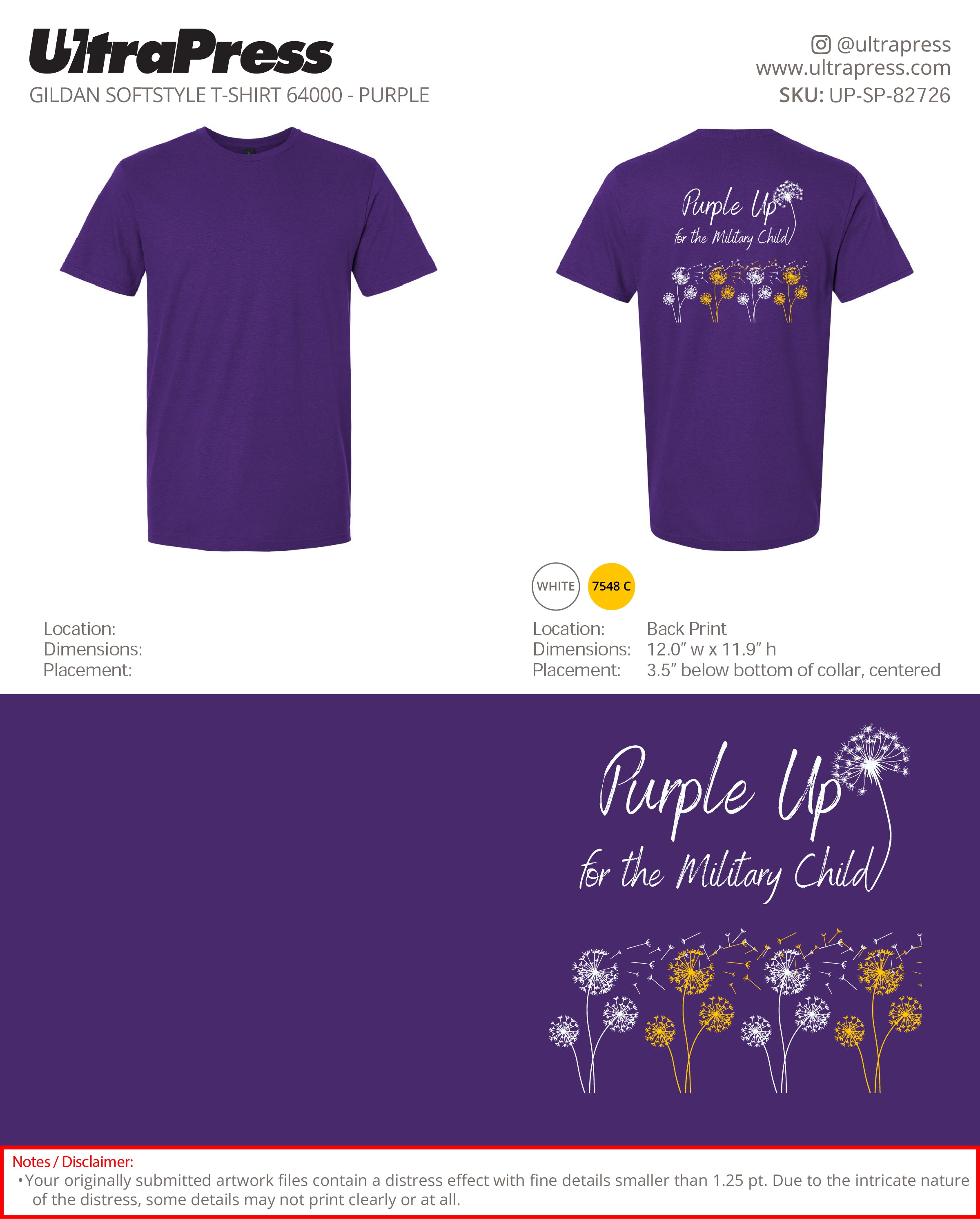 UP-SP-82726 Purple Up for the Military Child - Jacob Glenn 100 Pieces Package Deal (Bulk)
