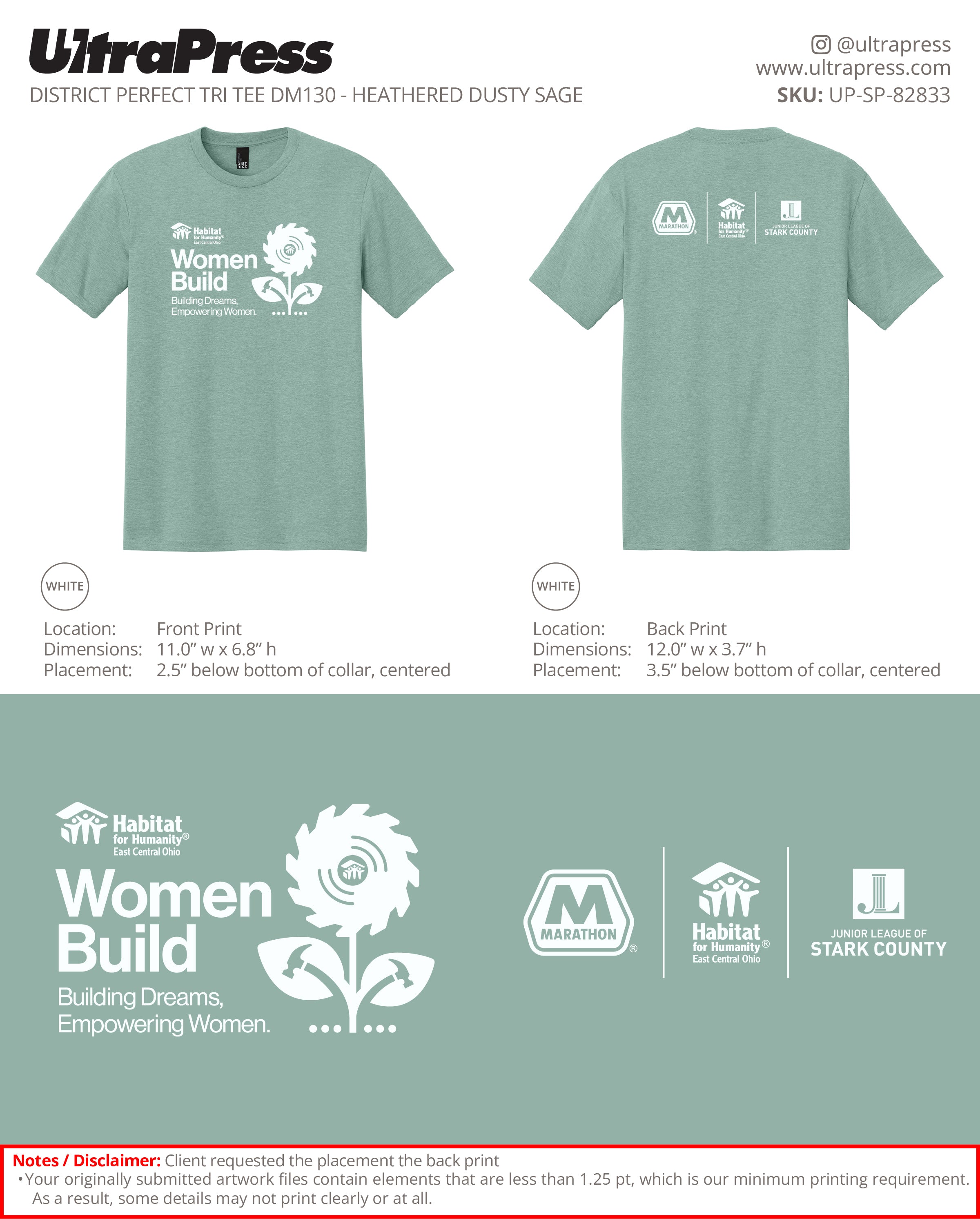 UP-SP-82833 Women Build Volunteer Shirts 2026 - Kevin Miller 288 Min Qty (Bulk)
