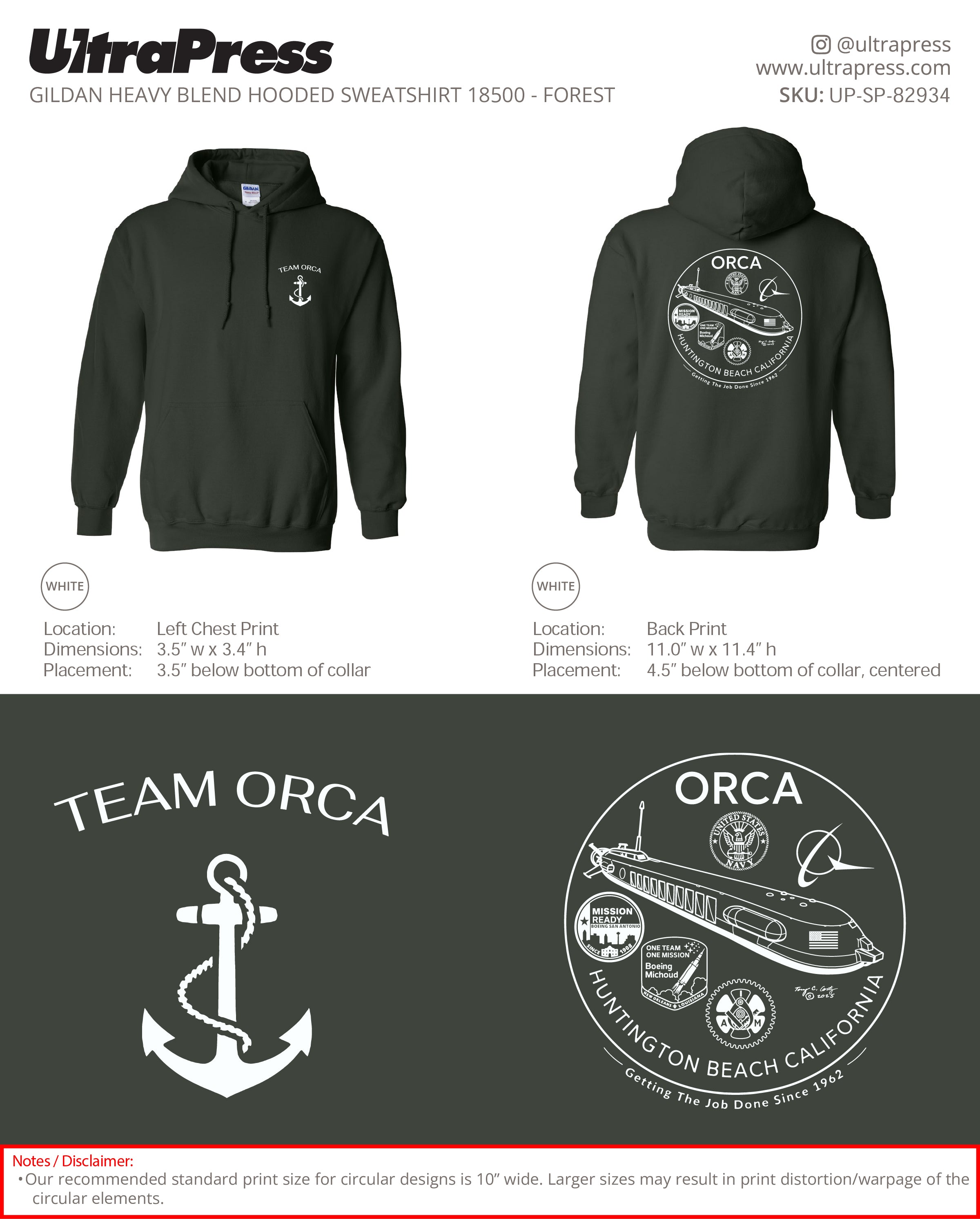 UP-SP-82934 Team Orca - Steve P (Hoodies) 50 Min Qty (Bulk)