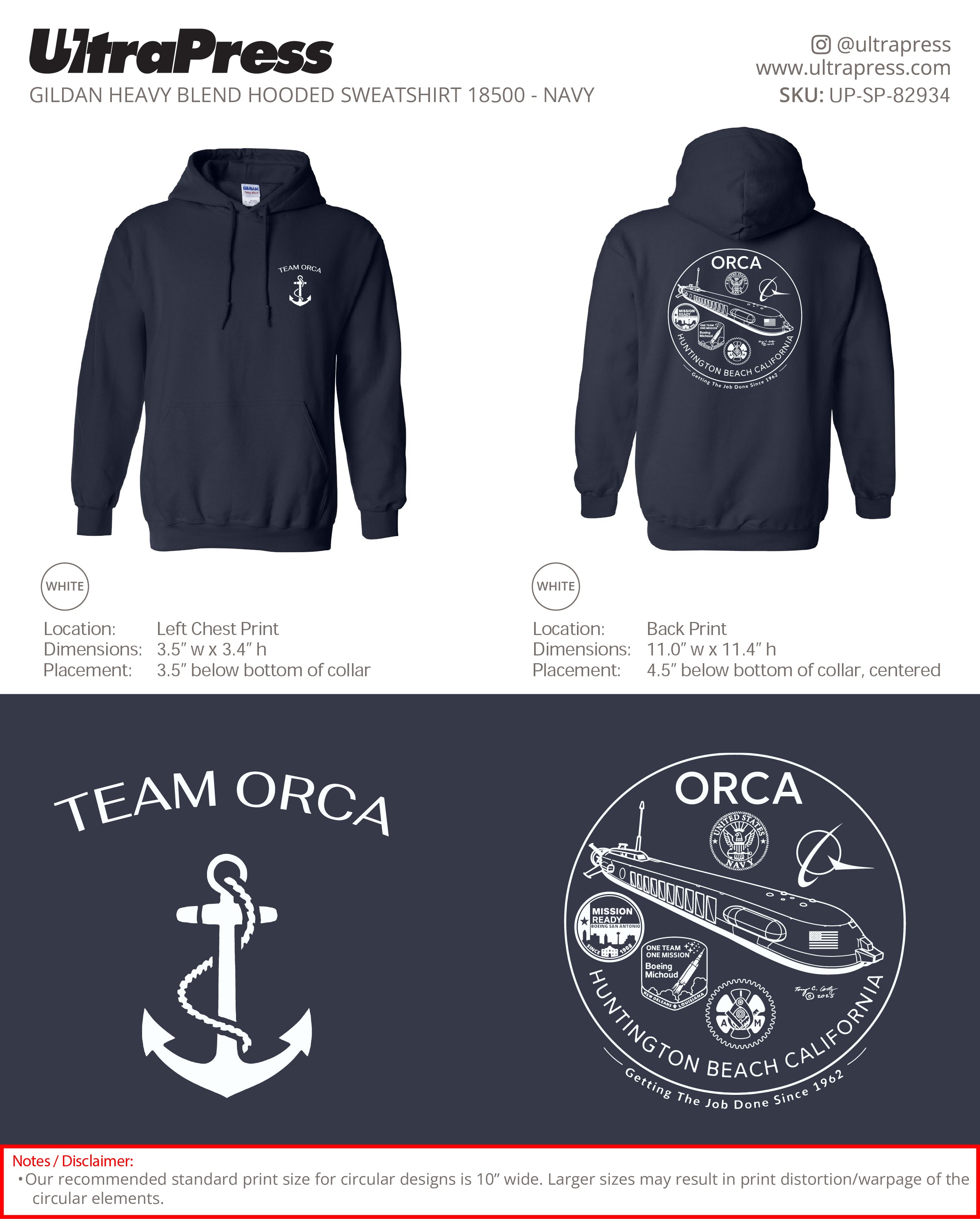 UP-SP-82934 Team Orca - Steve P (Hoodies) 50 Min Qty (Bulk)