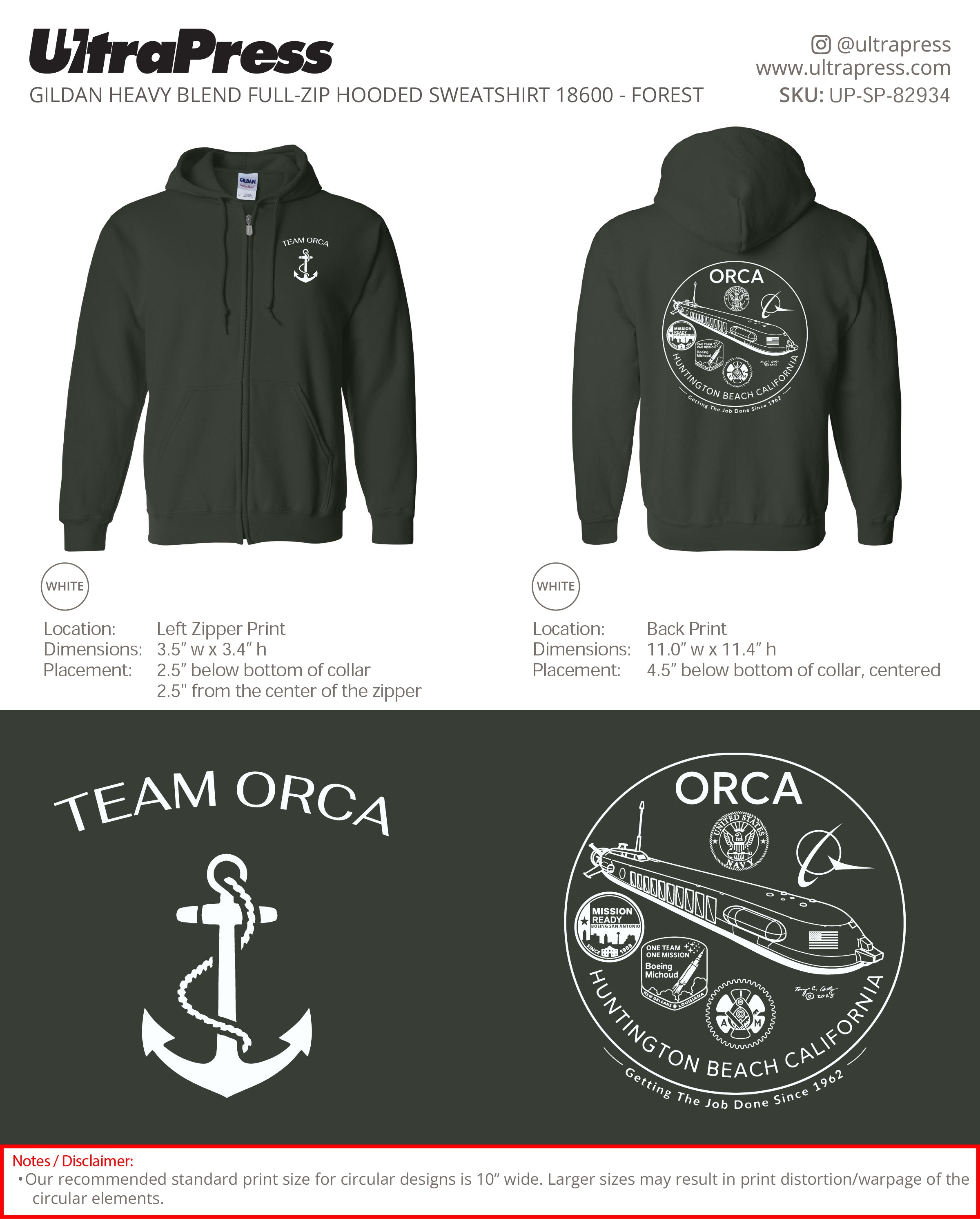 UP-SP-82934 Team Orca - Steve P (Hoodies) 50 Min Qty (Bulk)