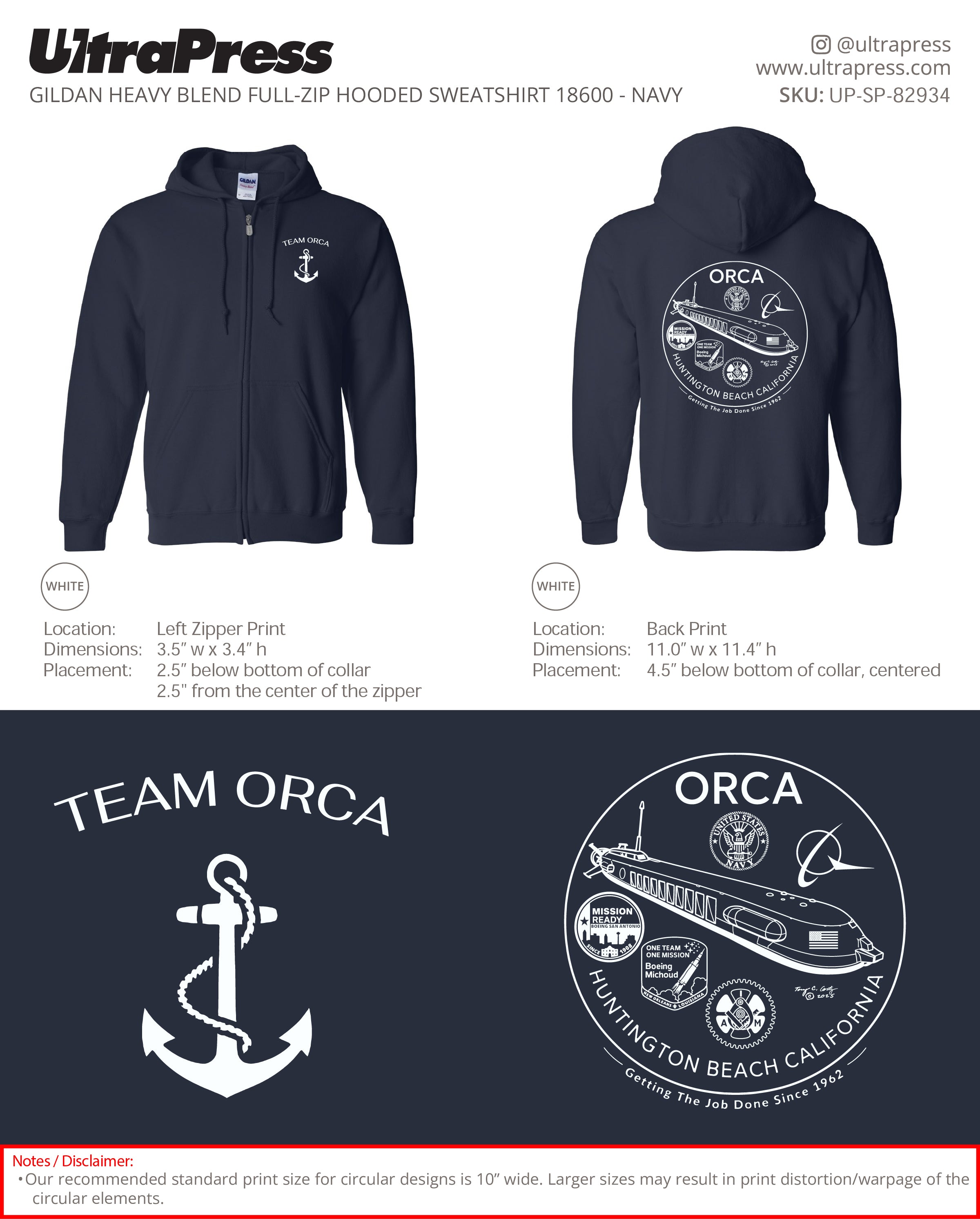 UP-SP-82934 Team Orca - Steve P (Hoodies) 50 Min Qty (Bulk)