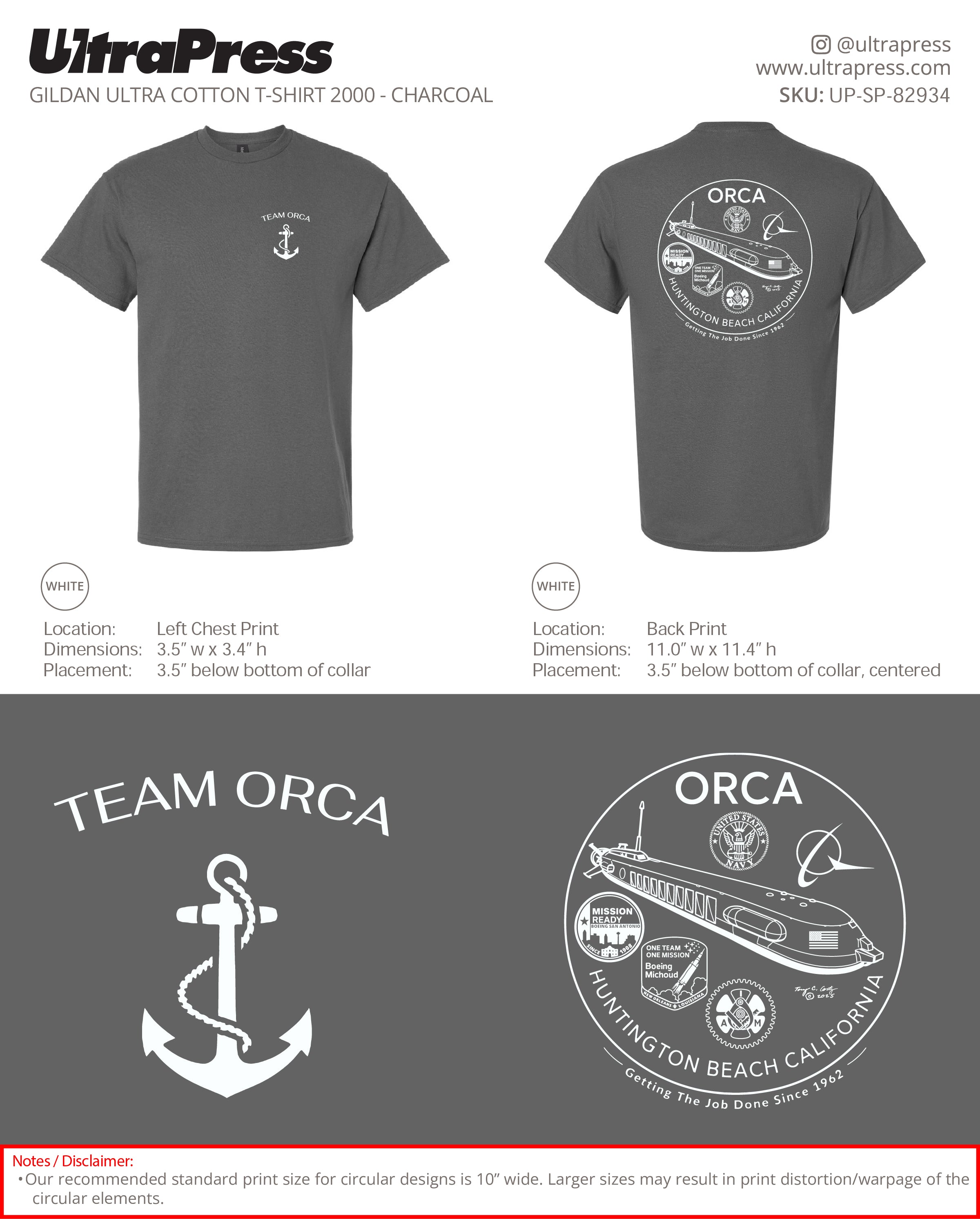 UP-SP-82934 Team Orca - Steve P (Short Sleeve T-Shirts) 100 Min Qty (Bulk)