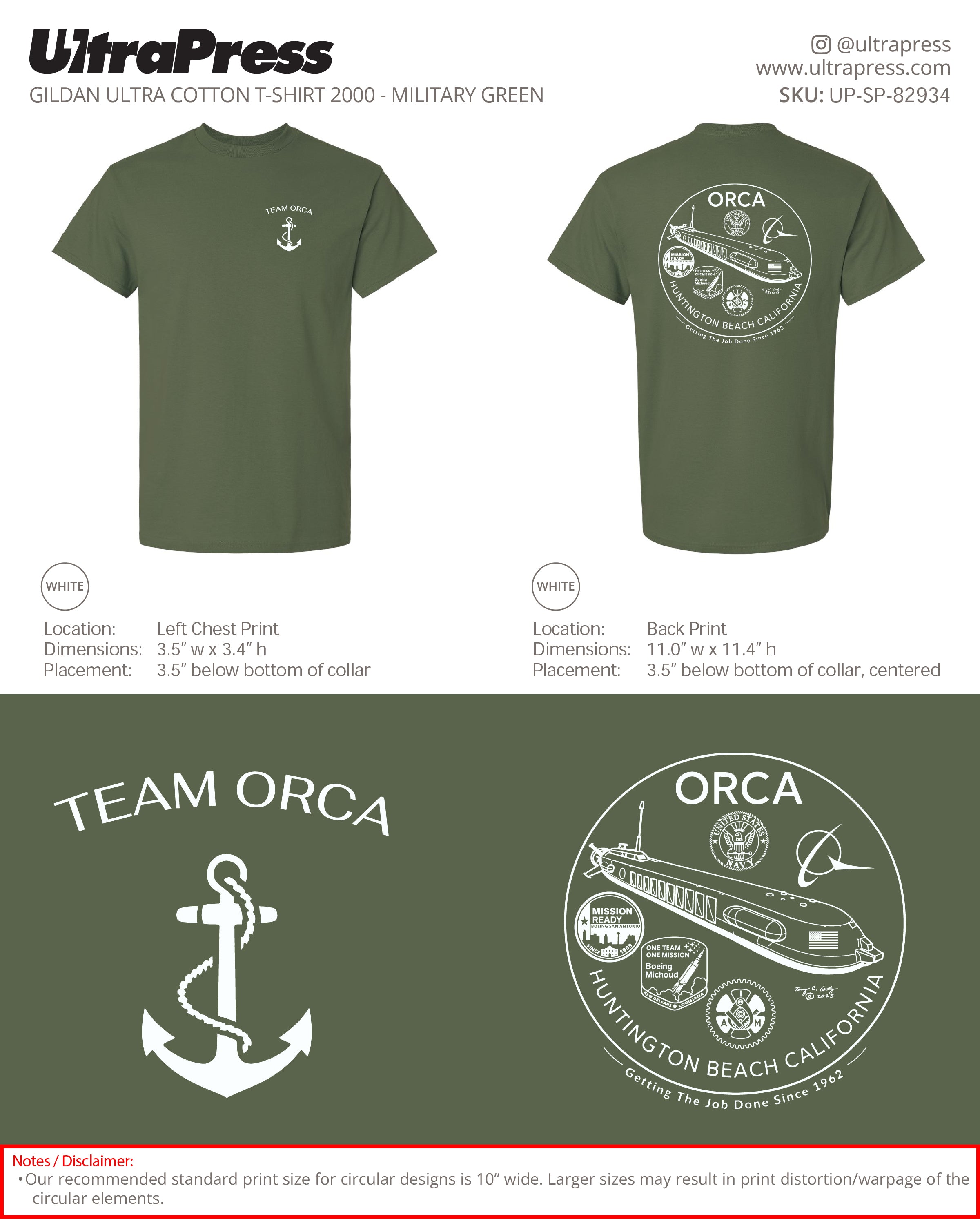 UP-SP-82934 Team Orca - Steve P (Short Sleeve T-Shirts) 100 Min Qty (Bulk)
