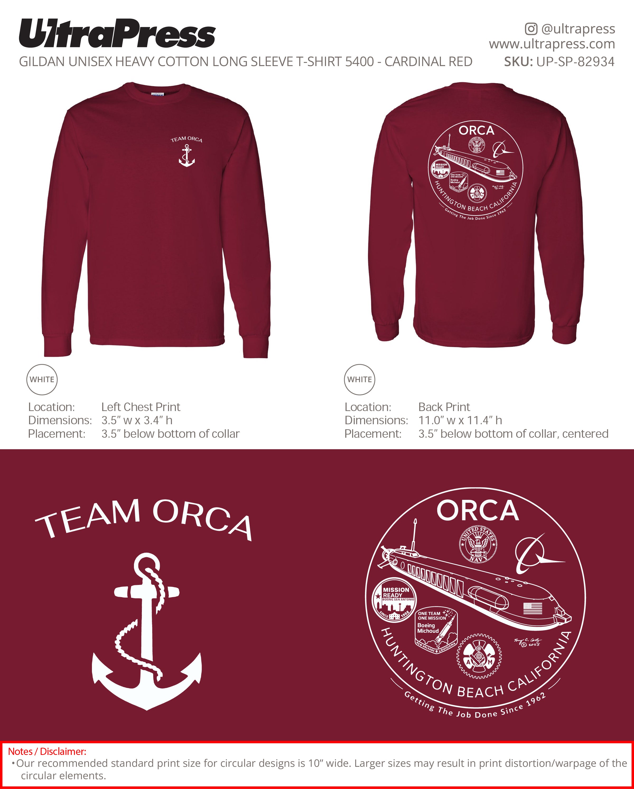 UP-SP-82934 Team Orca - Steve P (Long Sleeve) 50 Min Qty (Bulk)