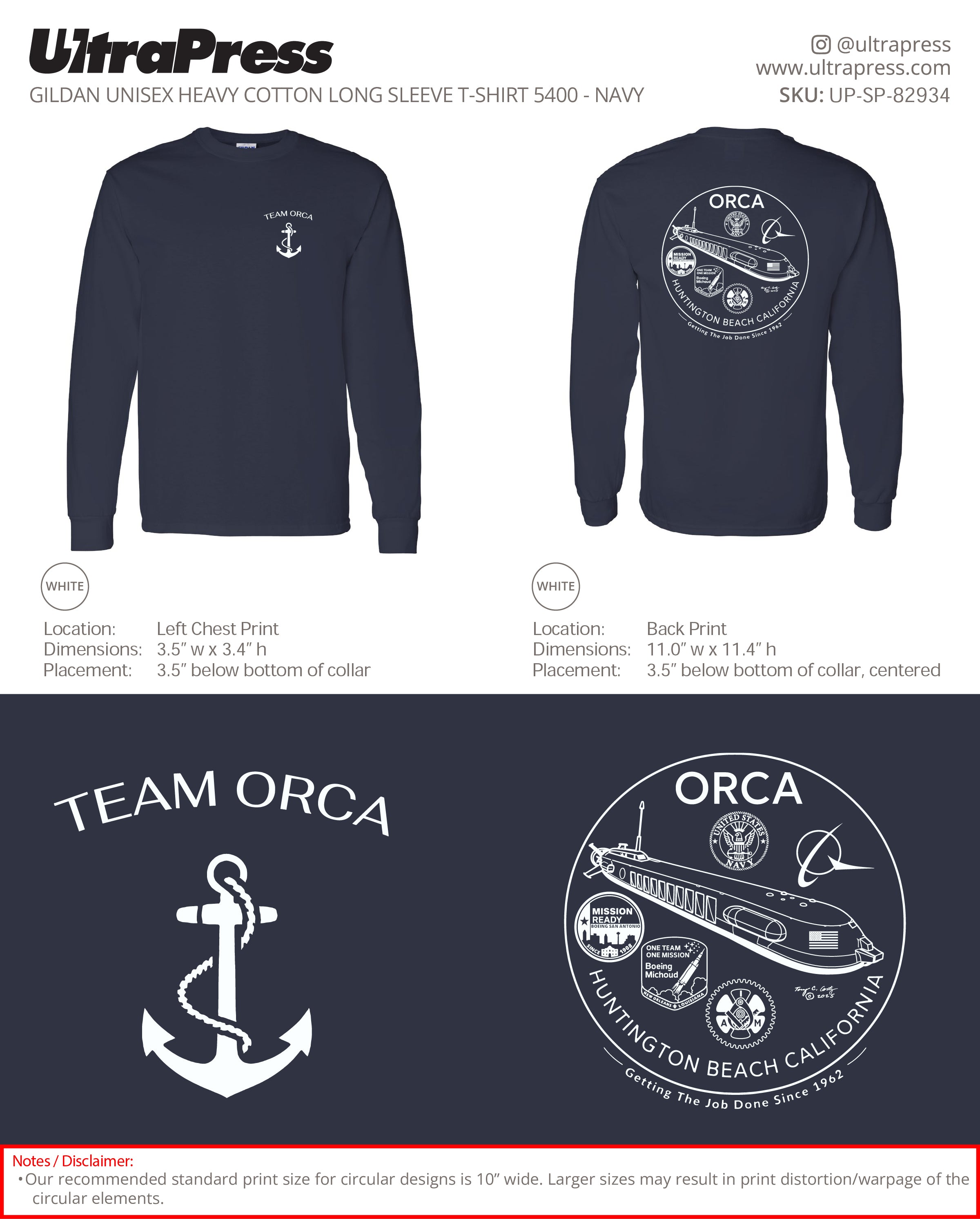 UP-SP-82934 Team Orca - Steve P (Long Sleeve) 50 Min Qty (Bulk)