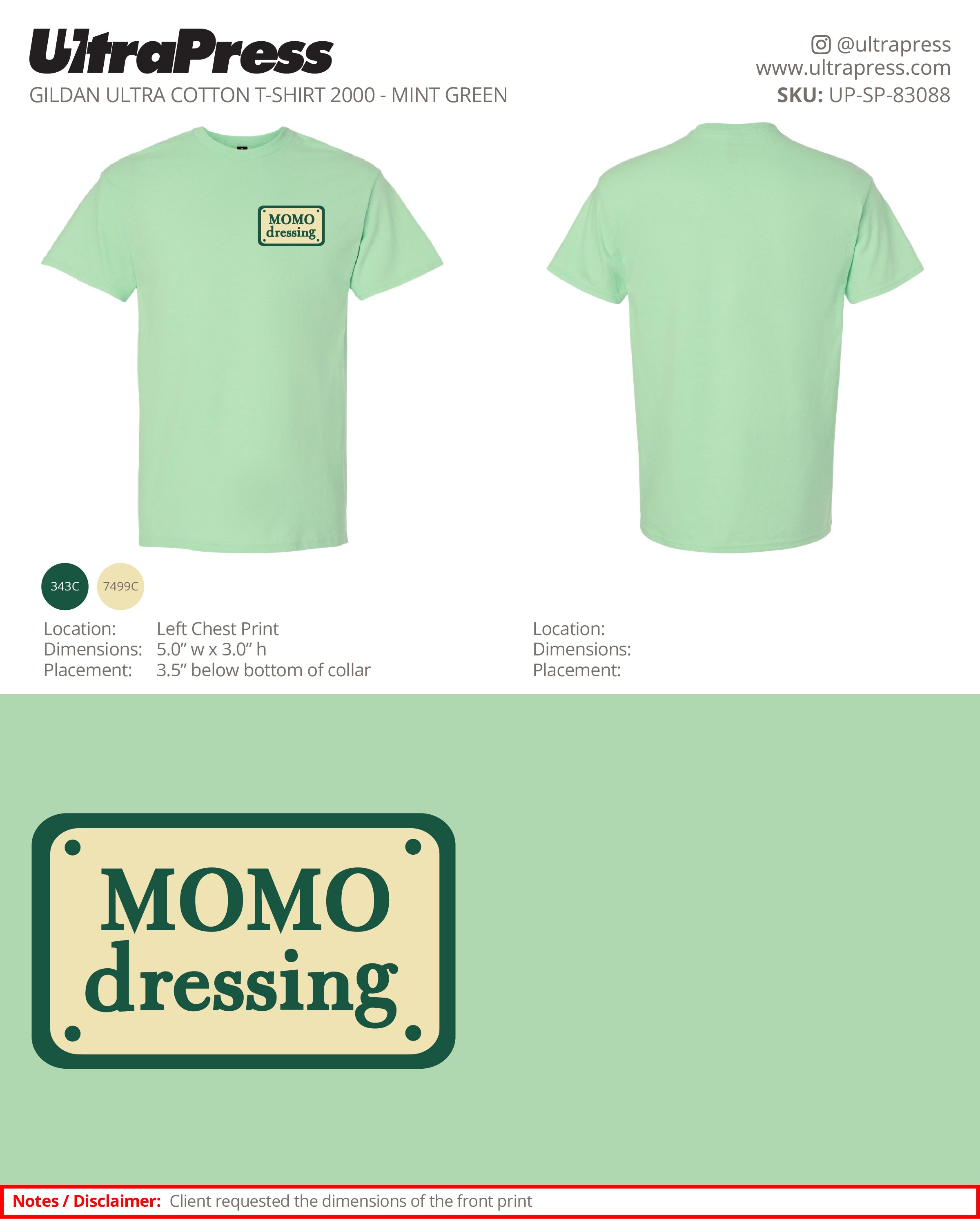 UP-SP-83088 MOMO Dressing - MASAKI MOMOSE 100 Min Qty (Bulk)