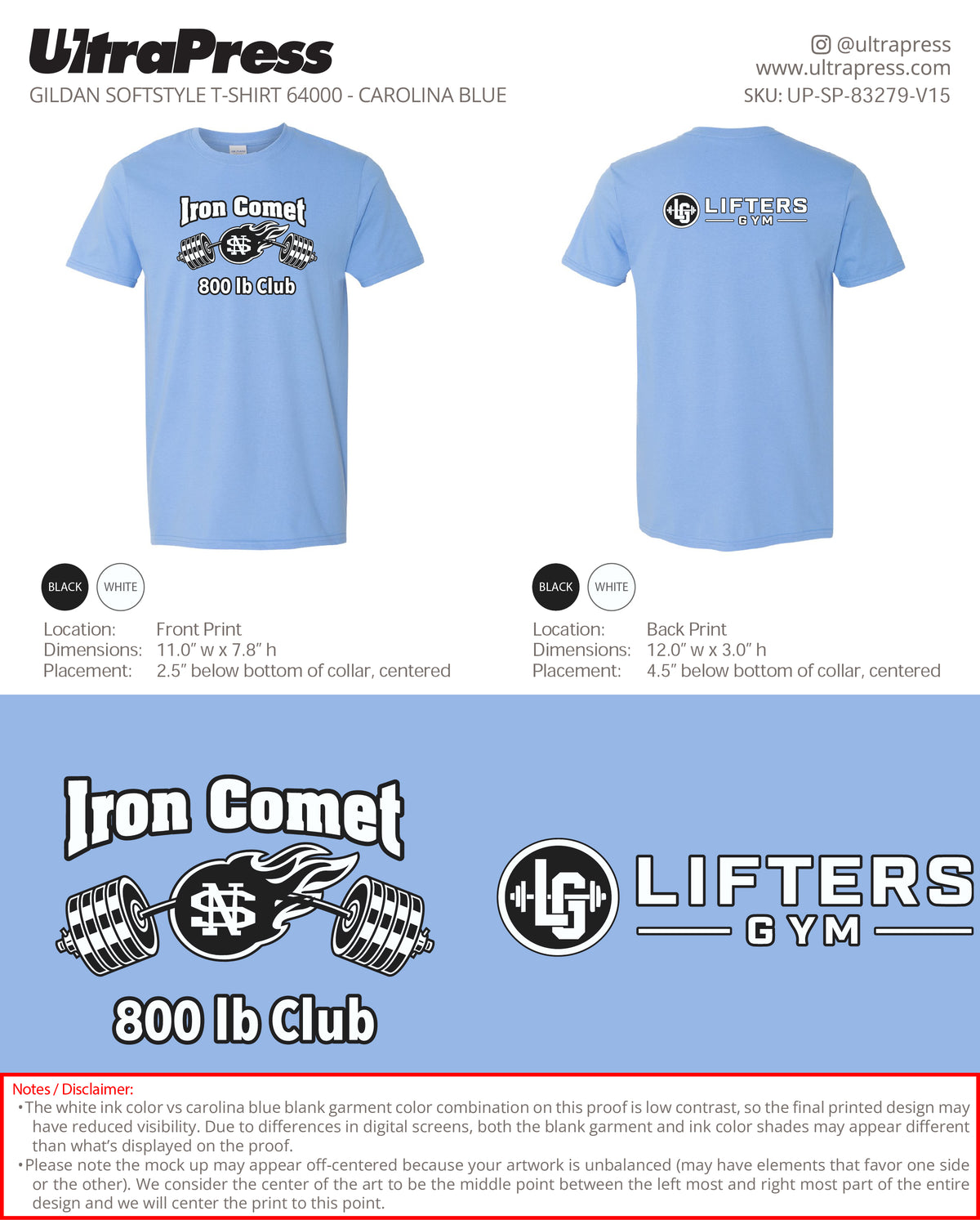 UP-SP-83279 Lifters Gym Iron Comet - CHAD TAYLOR - 100 Min Qty - Package Deal (Bulk)