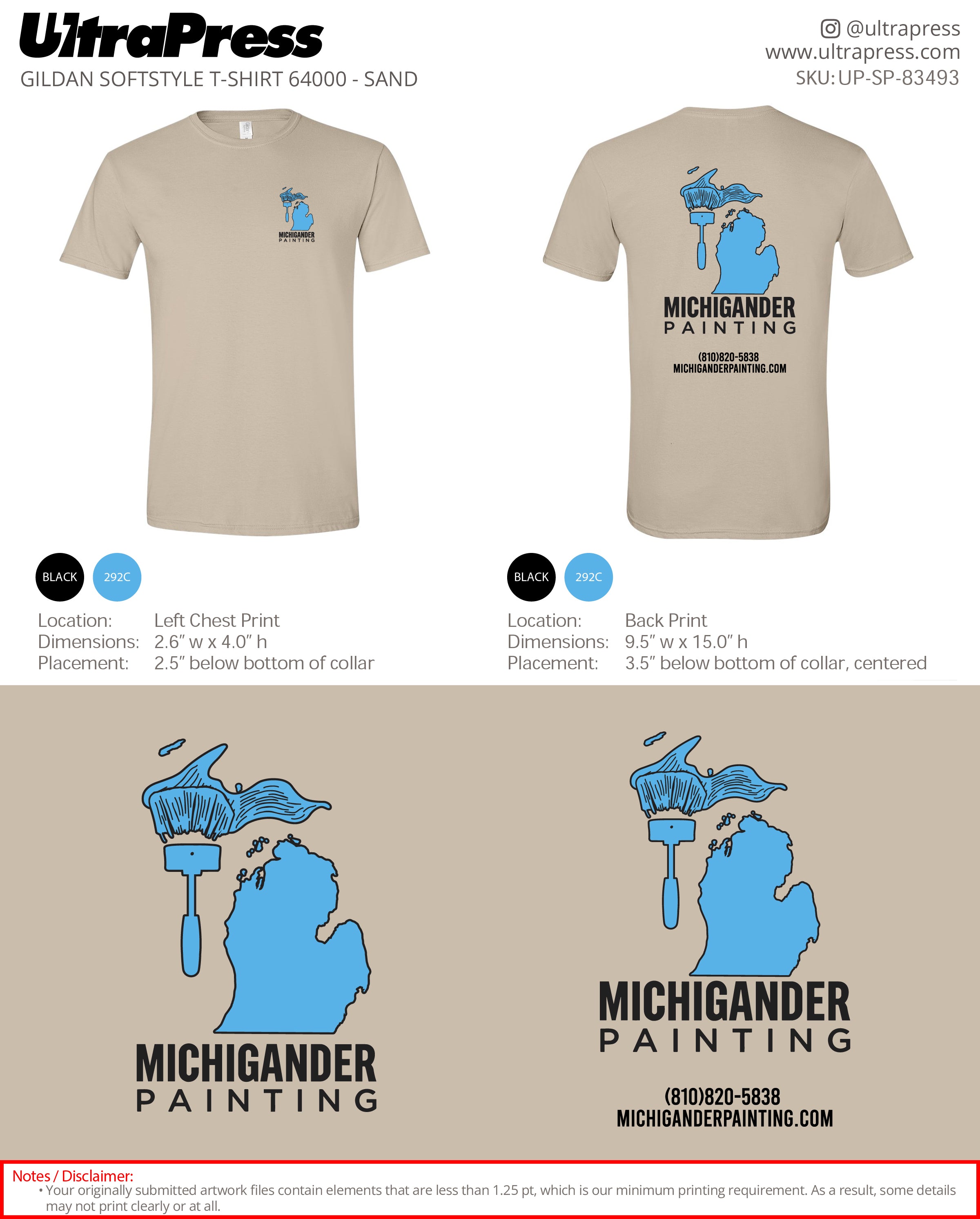 UP-SP-83493 Michigander Painting shirts - Justin VanBuskirk 100 Pieces Package (Bulk)