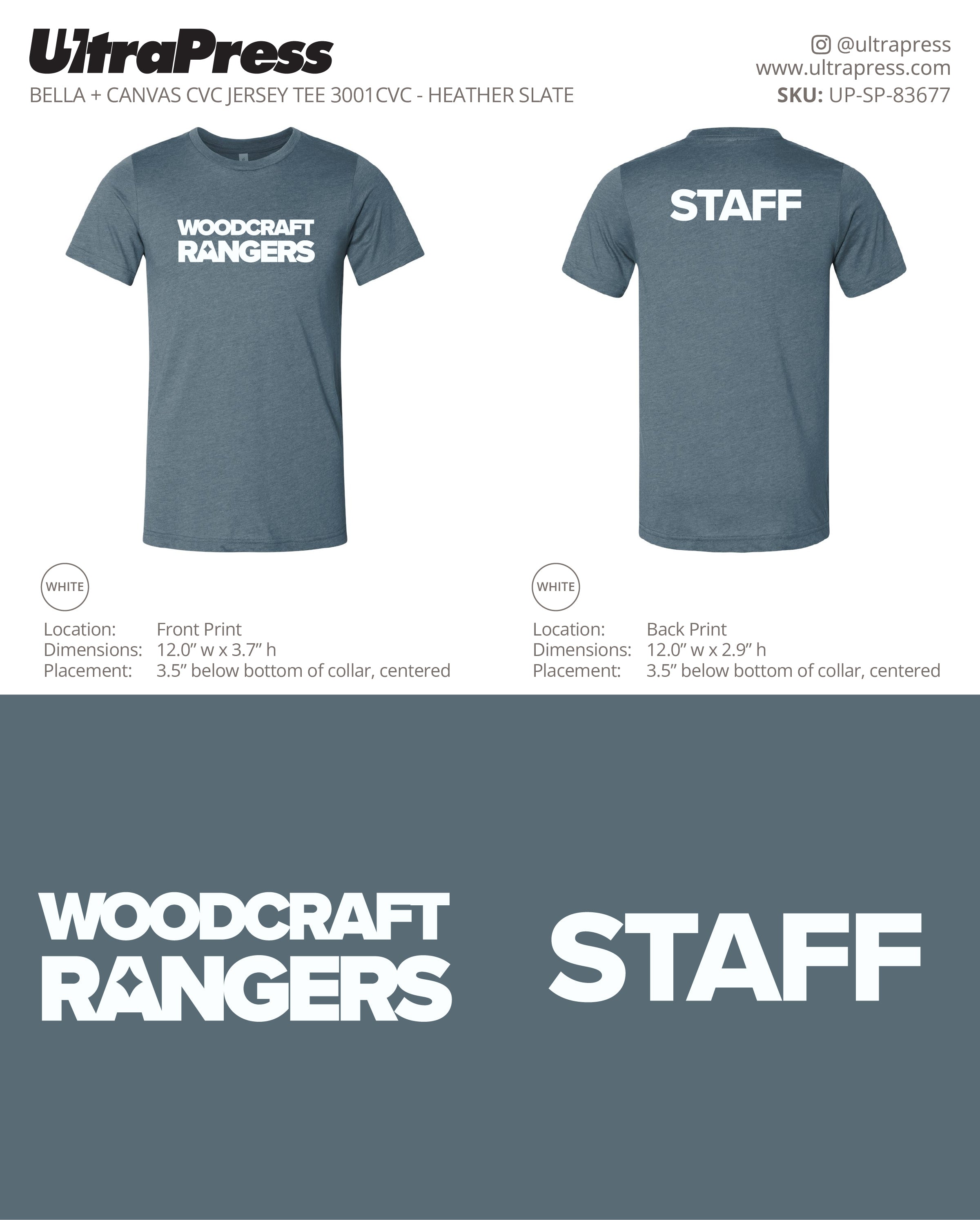 UP-SP-62777 Woodcraft Heather Slate Staff 1000 Min Qty (Bulk)