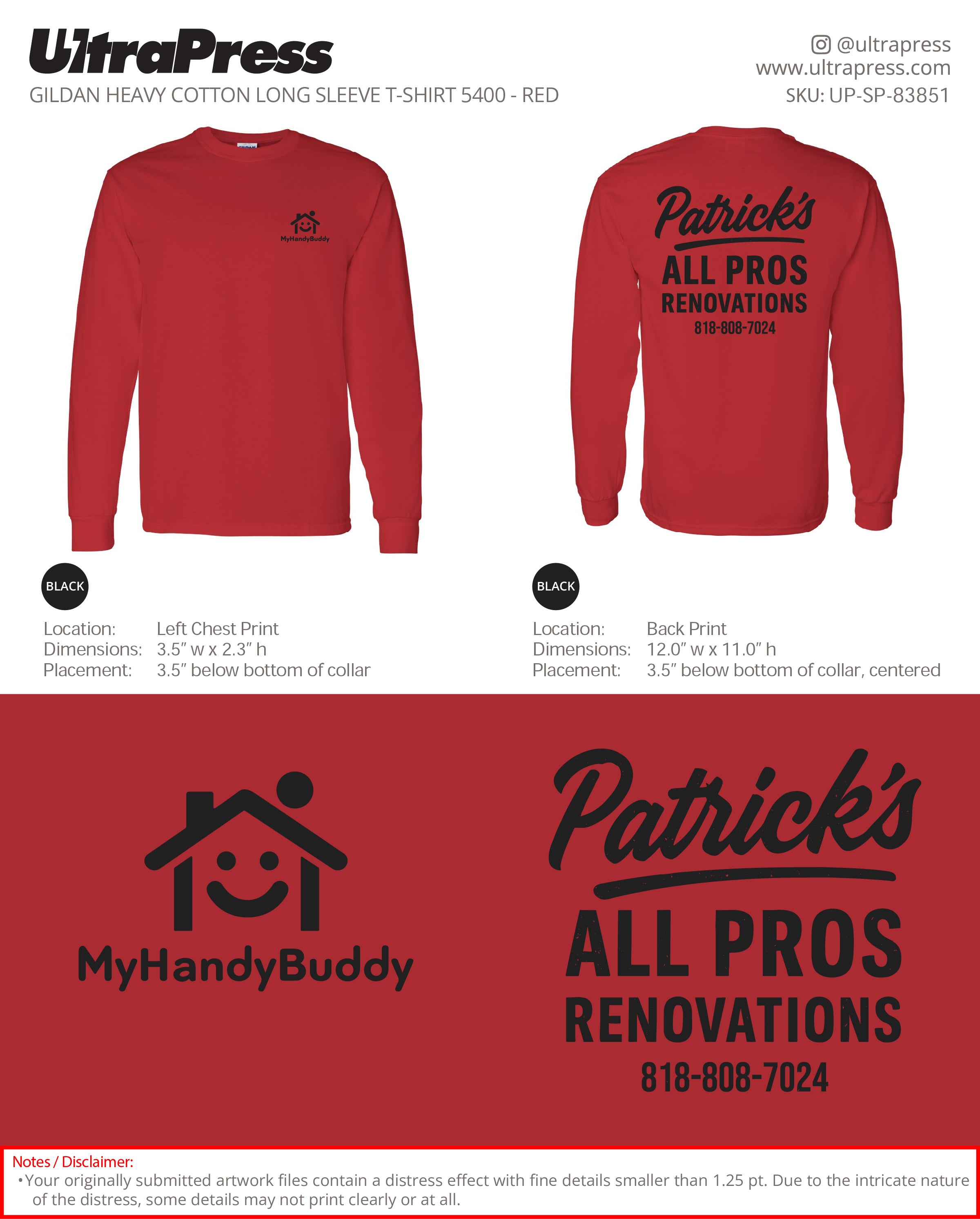 UP-SP-83851 Handy Buddy Long Sleeves - Patrick Lau 50 Min Qty (Bulk)