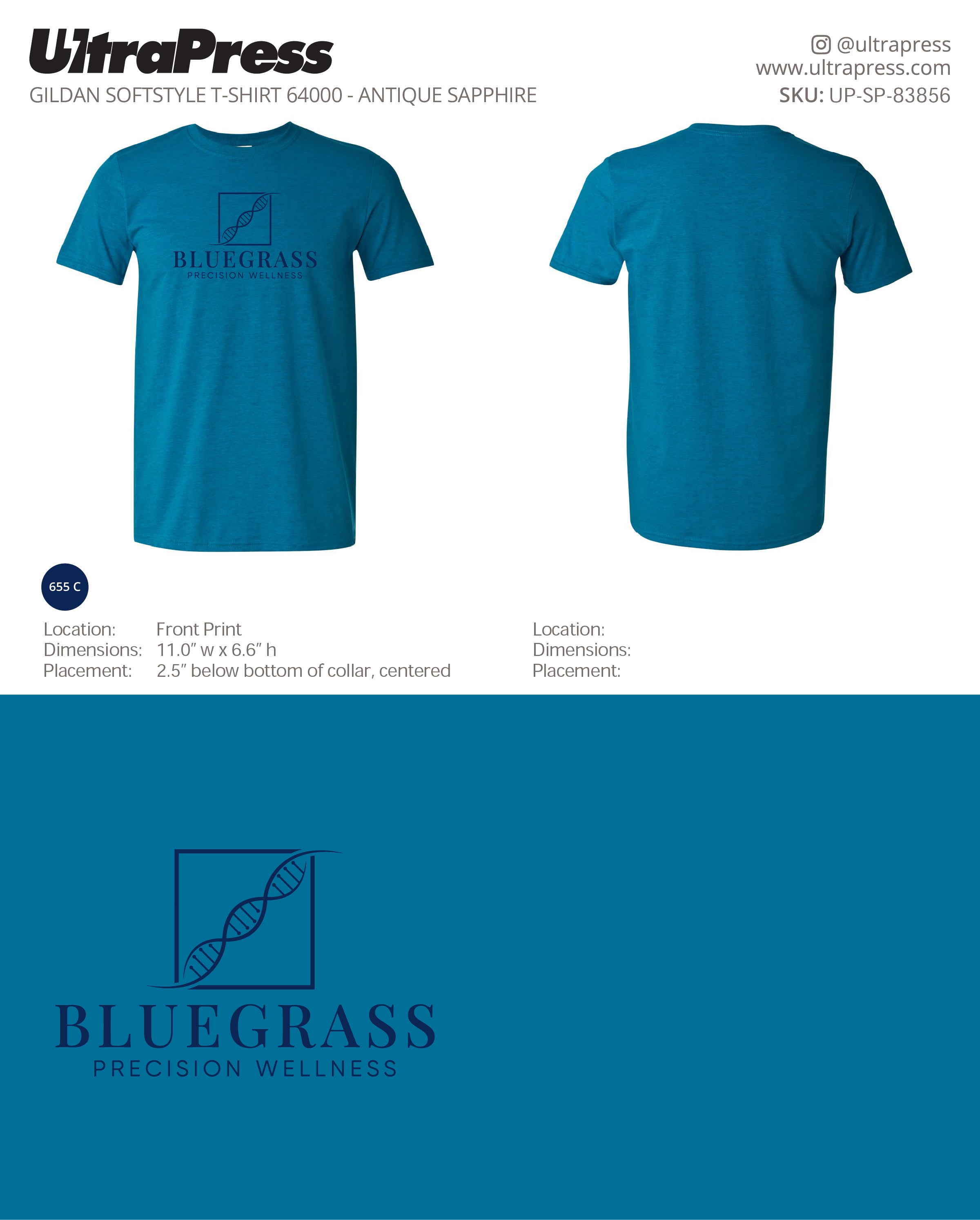 UP-SP-83856 Bluegrass Gildan 64000 Shirts - Cassie Koons 100 Min Qty (Bulk)